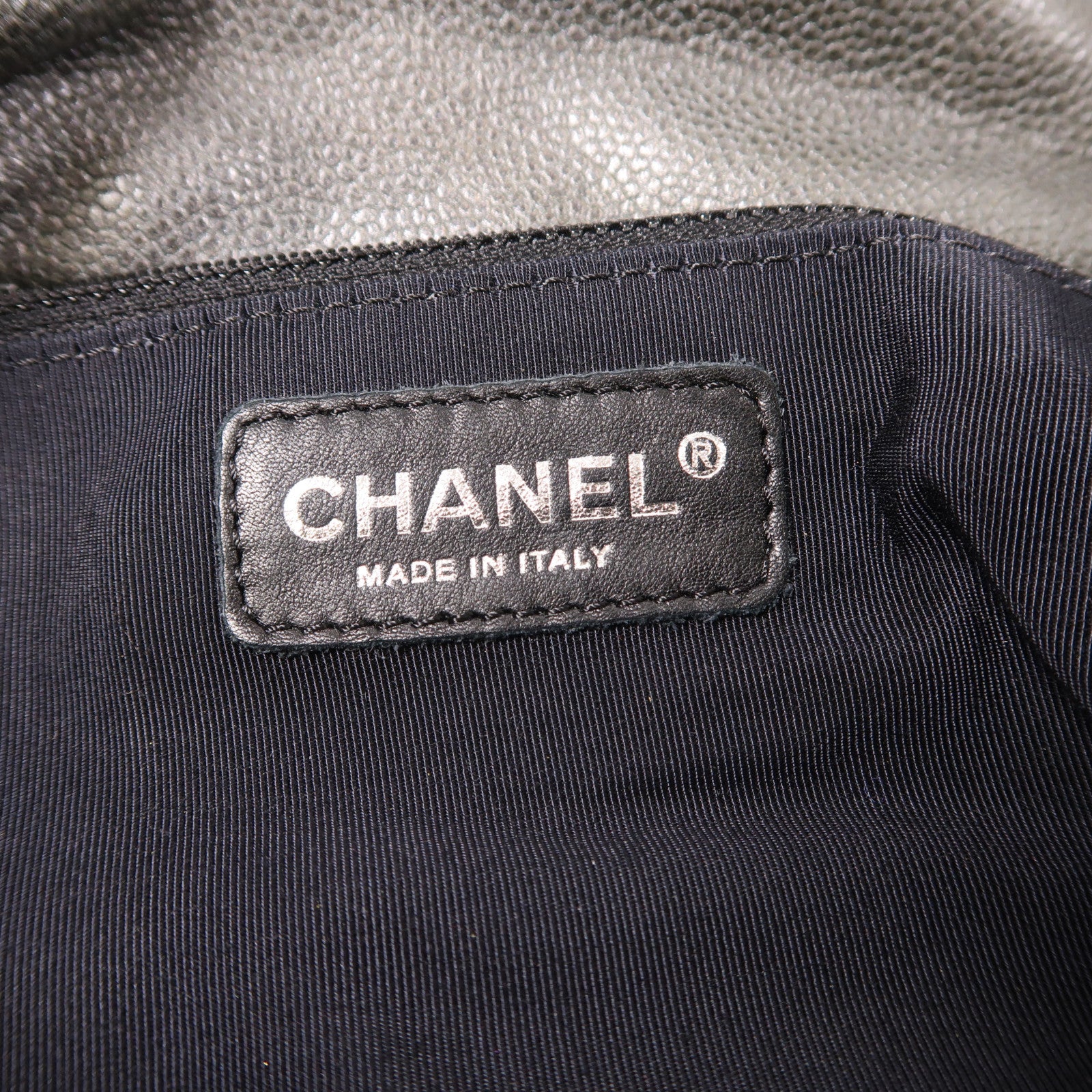 CHANEL 牛皮皮革Hand Bag銀扣手挽袋灰銀色