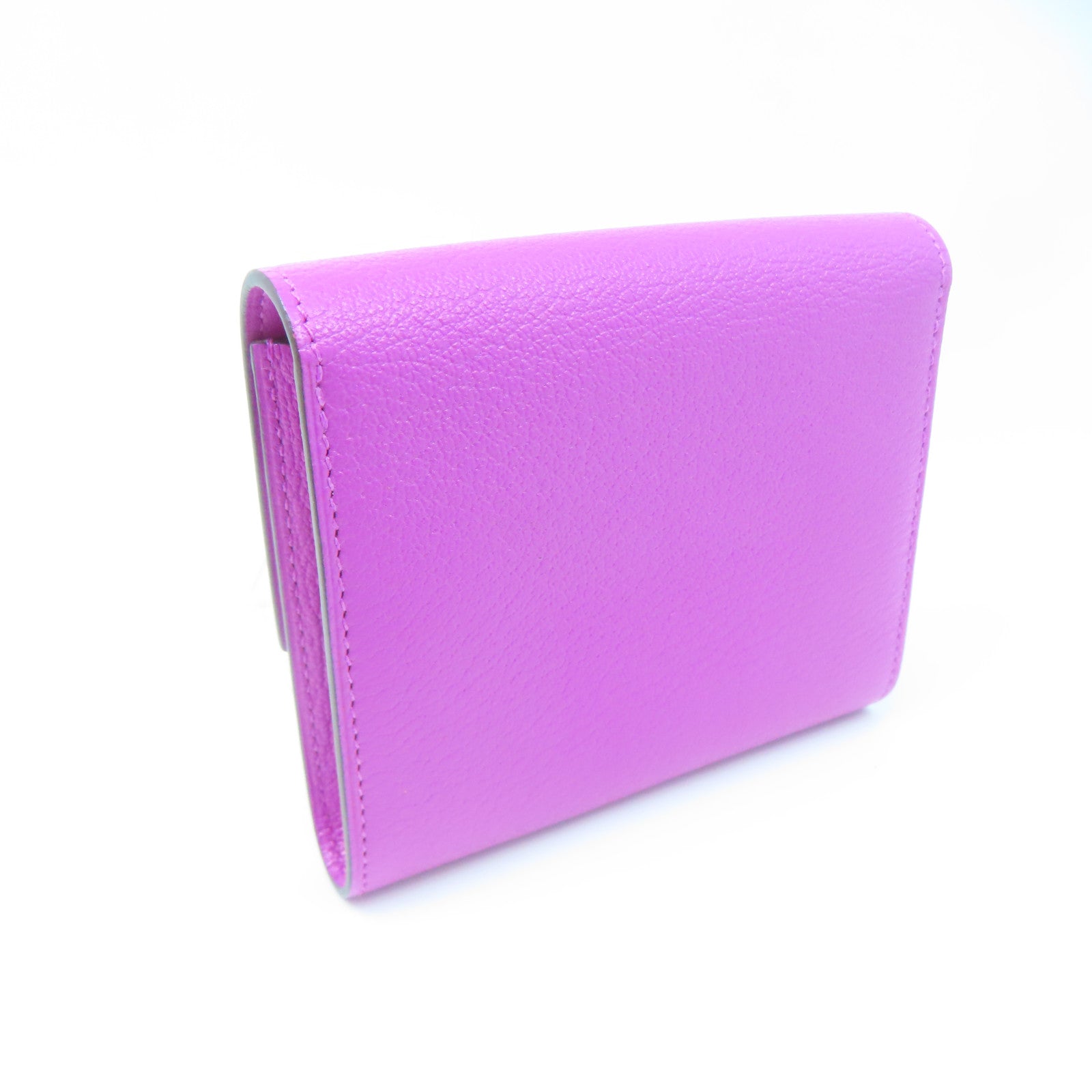HERMES Chevre Leather Nevelle Petite Marco Silver Buckle Wallet Rose
