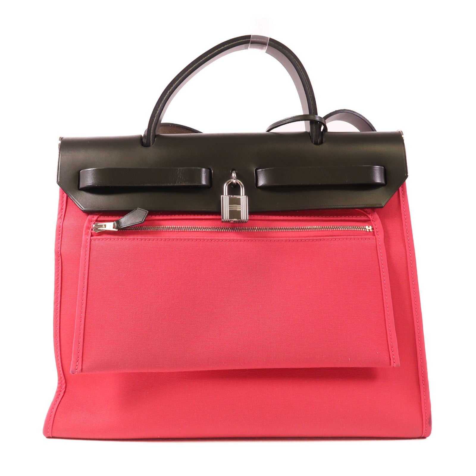 HERMES 帆布Herbag PM銀扣手挽肩背兩用袋