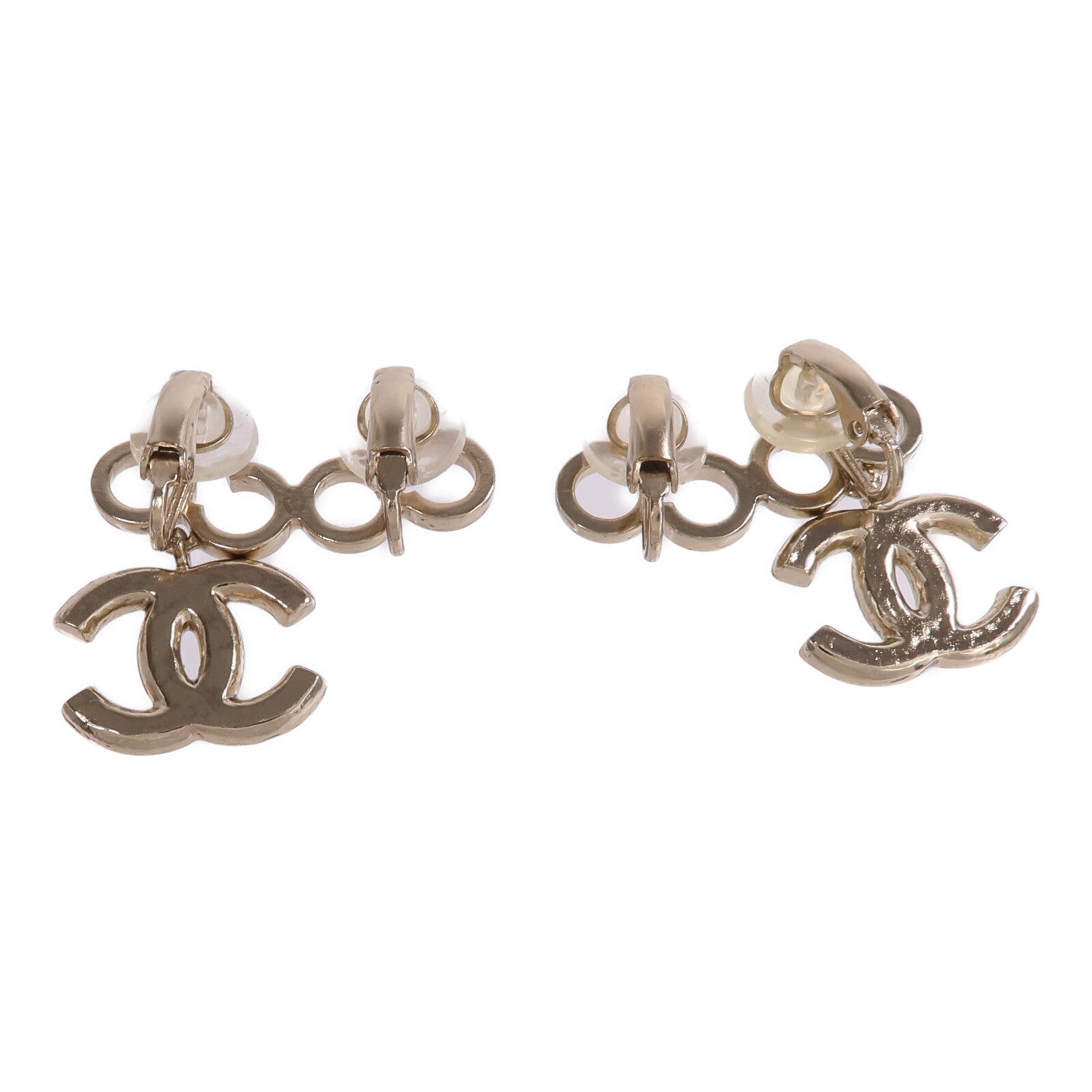 CHANEL 金屬/PVC Earrings Cilp金扣耳環