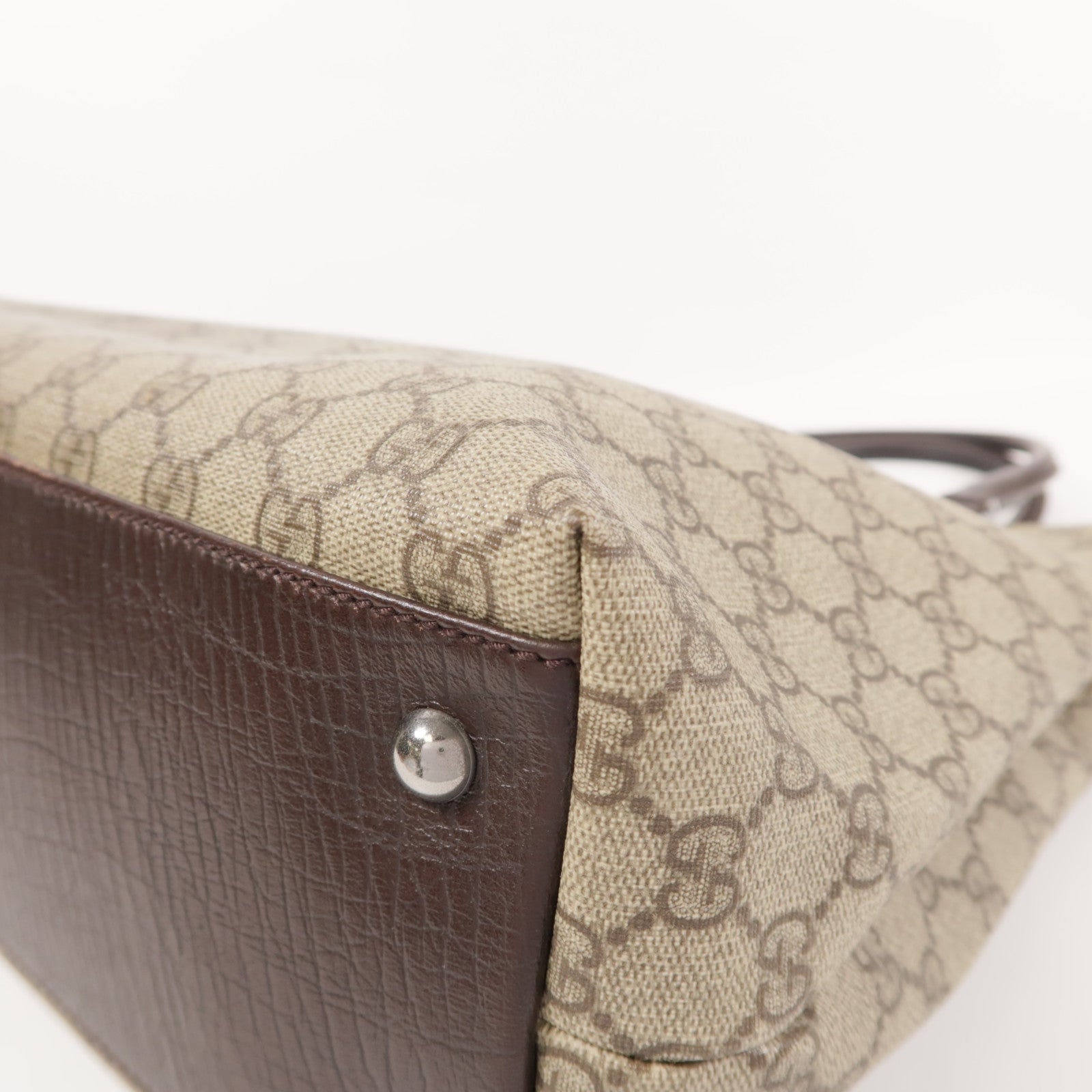 GUCCI 塗層帆布Tote Bag銀扣肩背袋