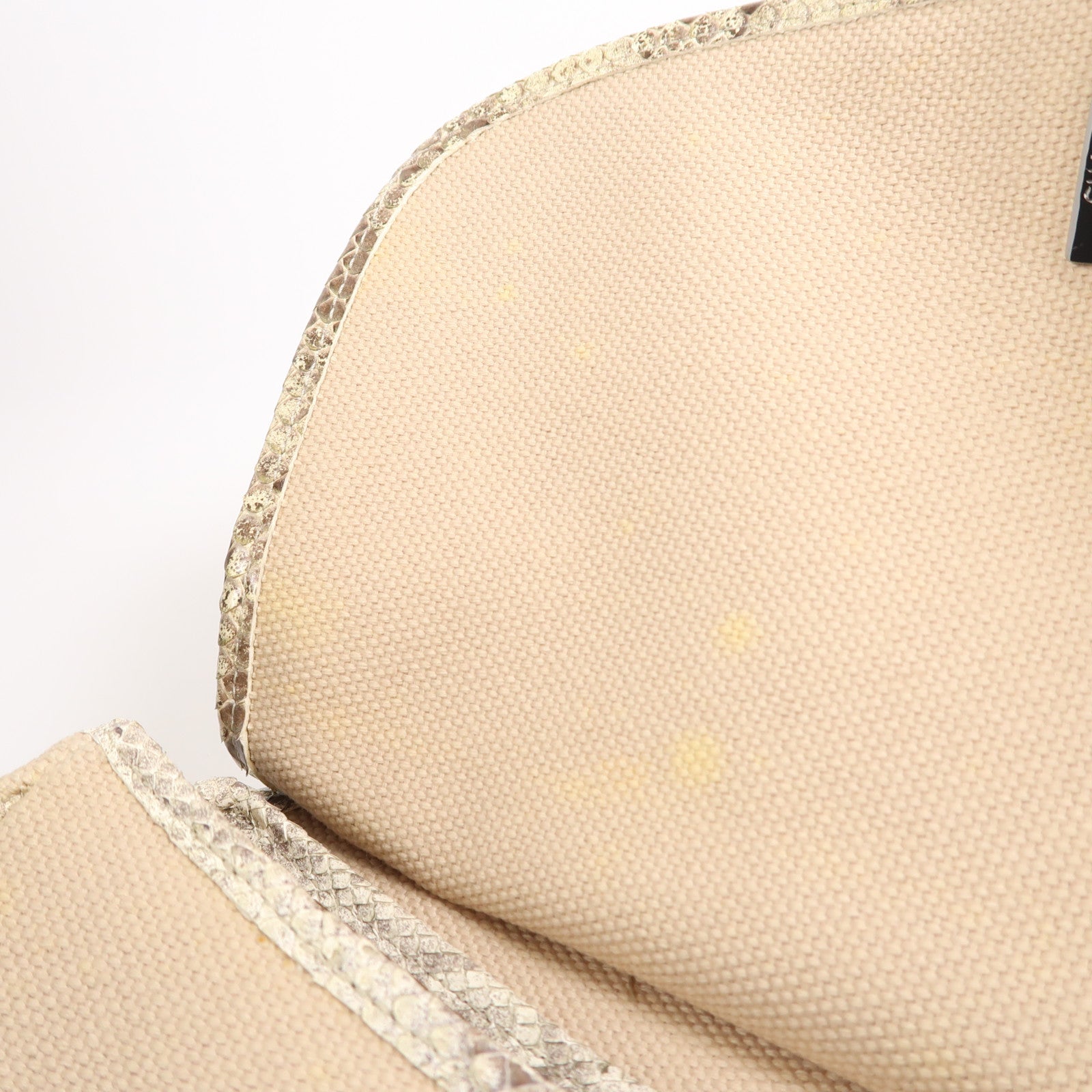 CHANEL 蛇皮皮革/帆布Shoulder Bag銀扣肩背袋