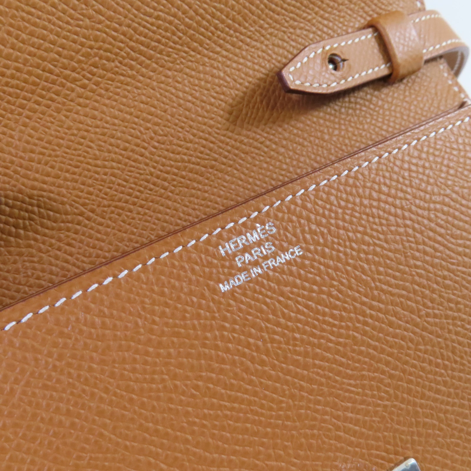 HERMES Epsom皮革Clic 16 Shoulder Bag銀扣肩背袋Gold金棕色