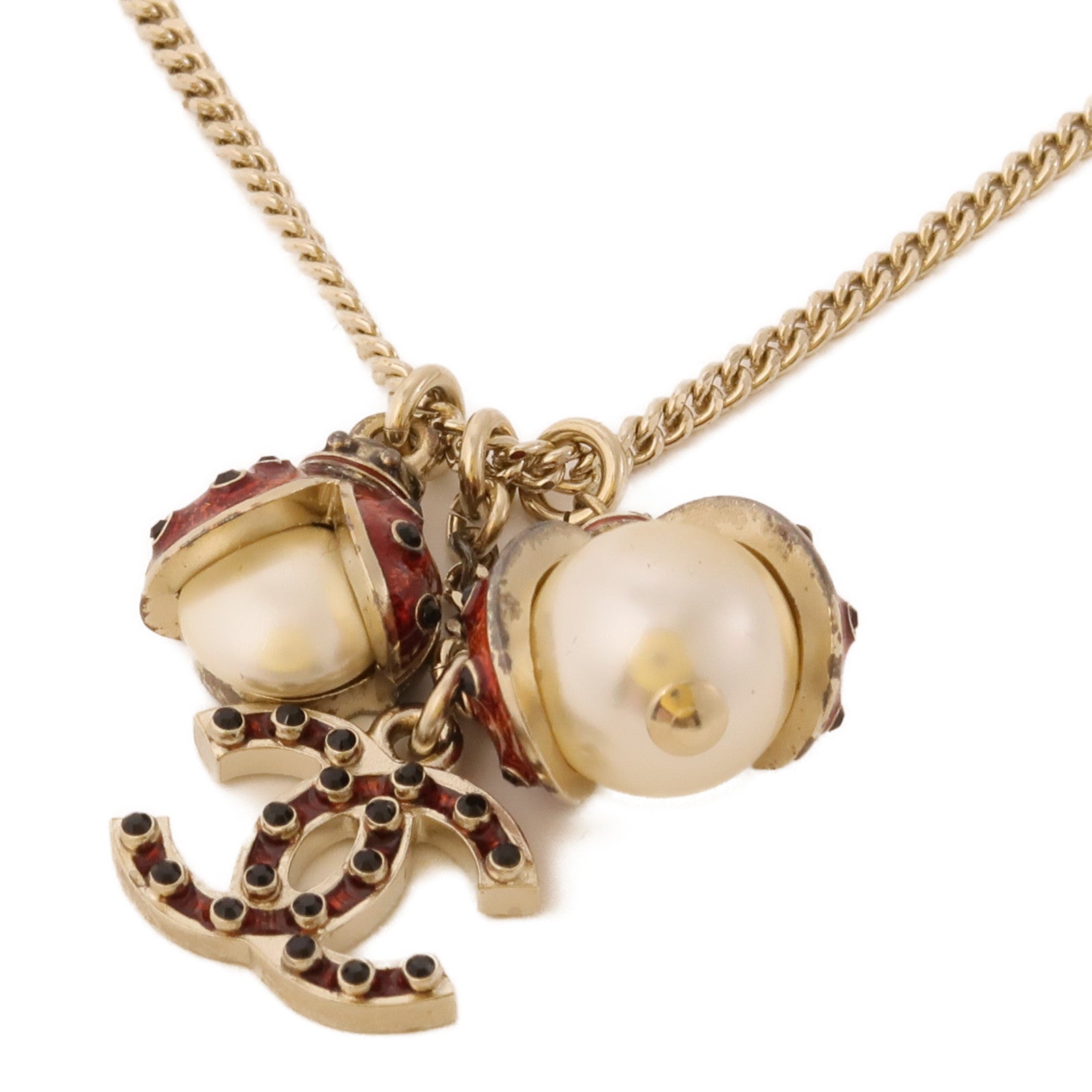 CHANEL 金屬Necklace項鍊紅色/白色/金色