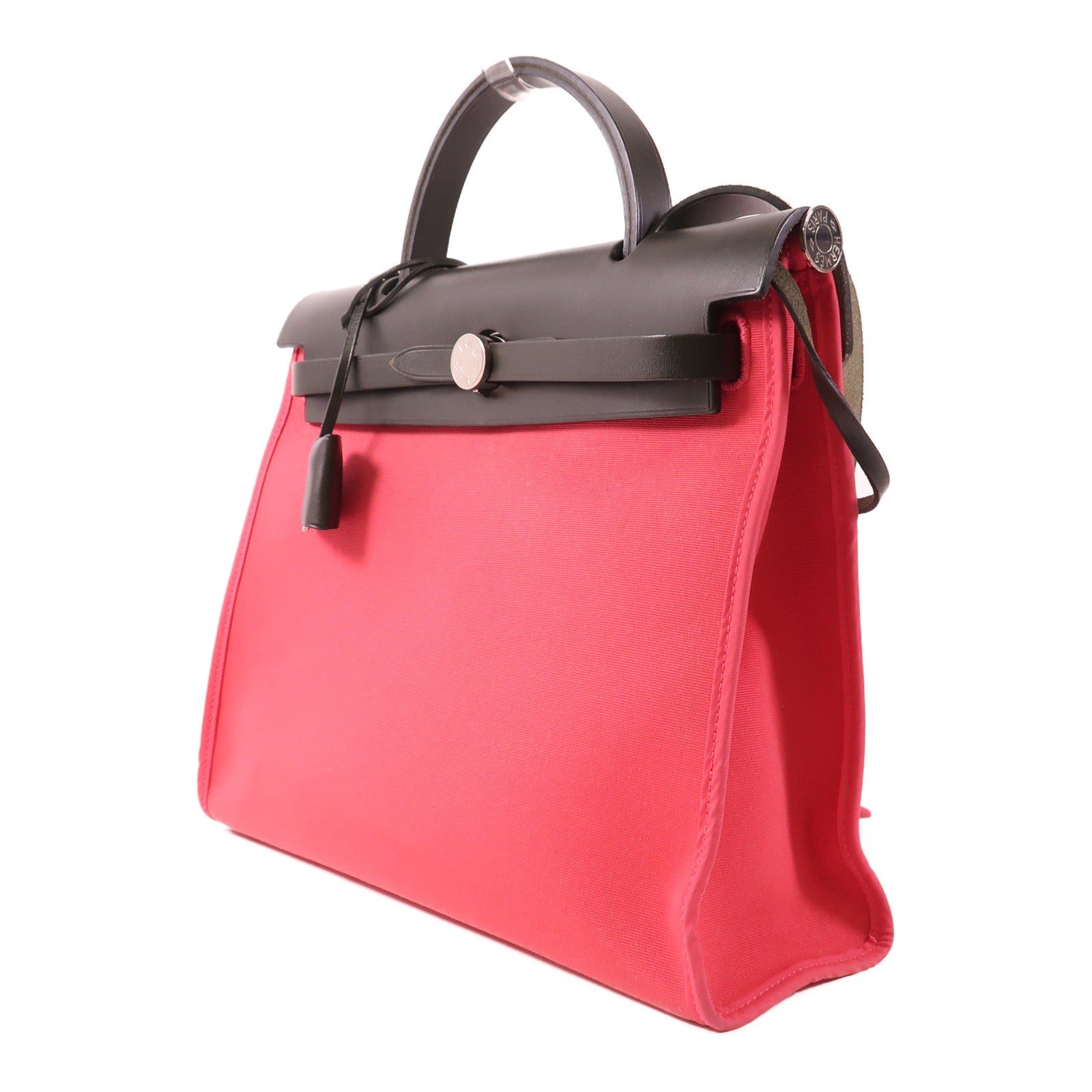 HERMES 帆布Herbag PM銀扣手挽肩背兩用袋