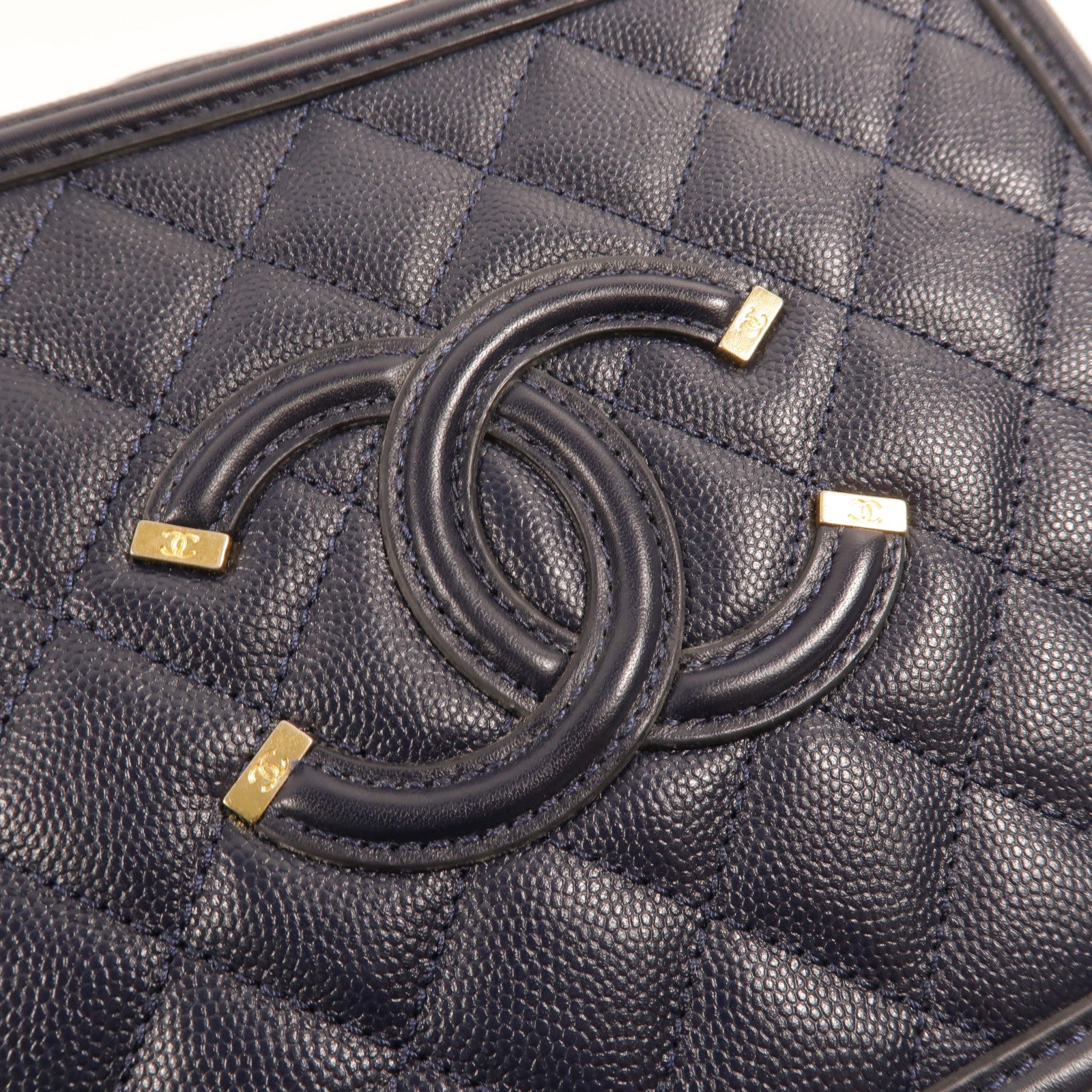 CHANEL 牛皮皮革Filigree Vanity Case手挽肩背兩用袋