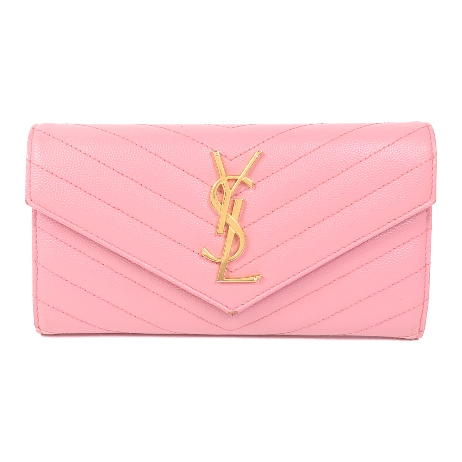 SAINT LAURENT 牛皮皮革Long Wallet金扣長錢包
