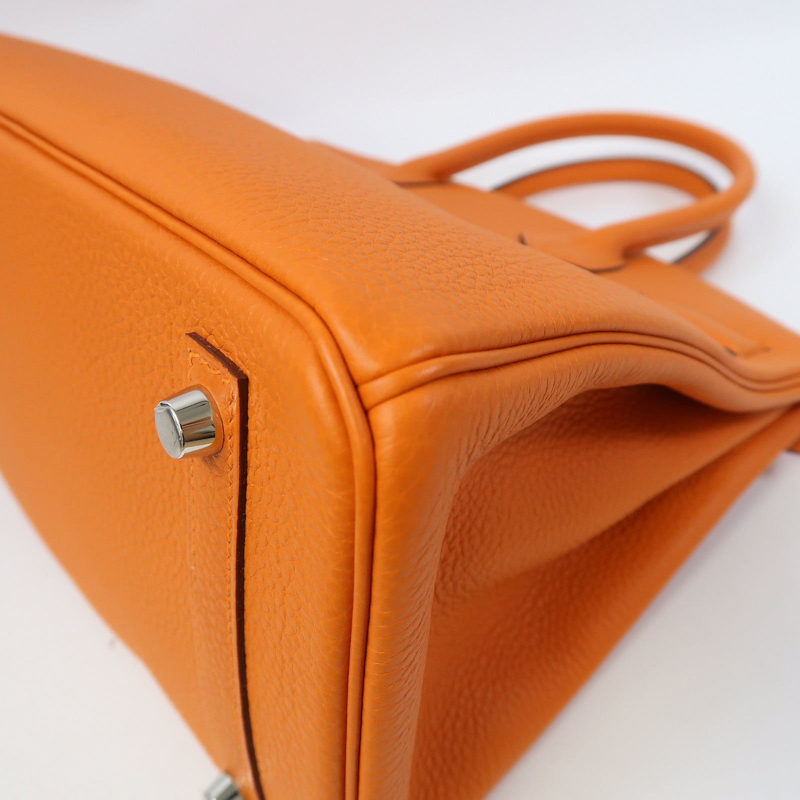 HERMES Togo皮革Birkin 30銀扣手挽袋火焰橙色