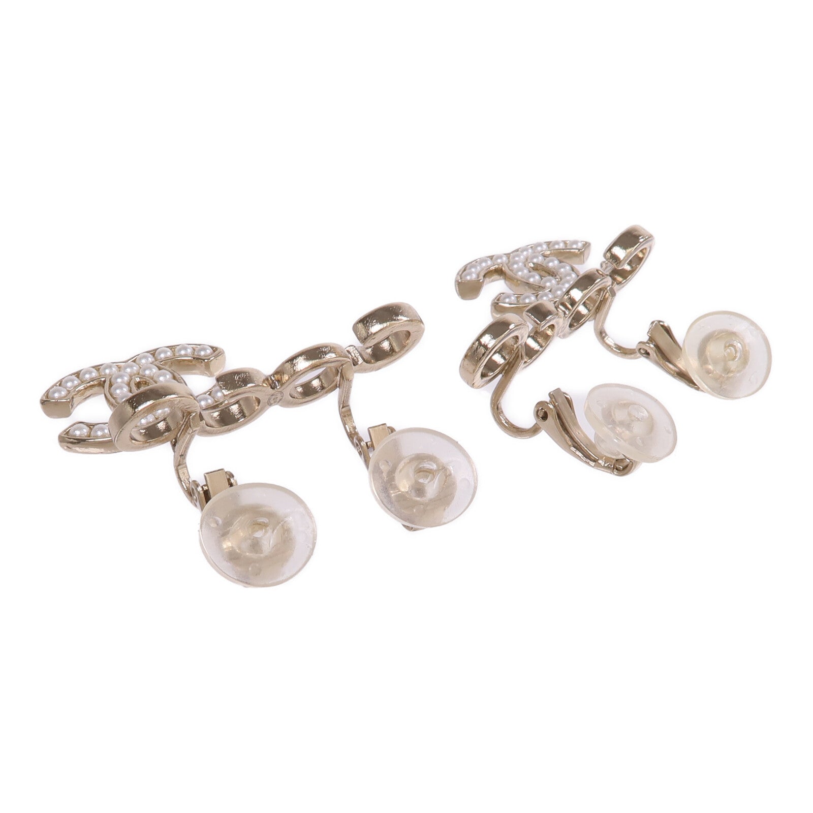 CHANEL 金屬/PVC Earrings Cilp金扣耳環