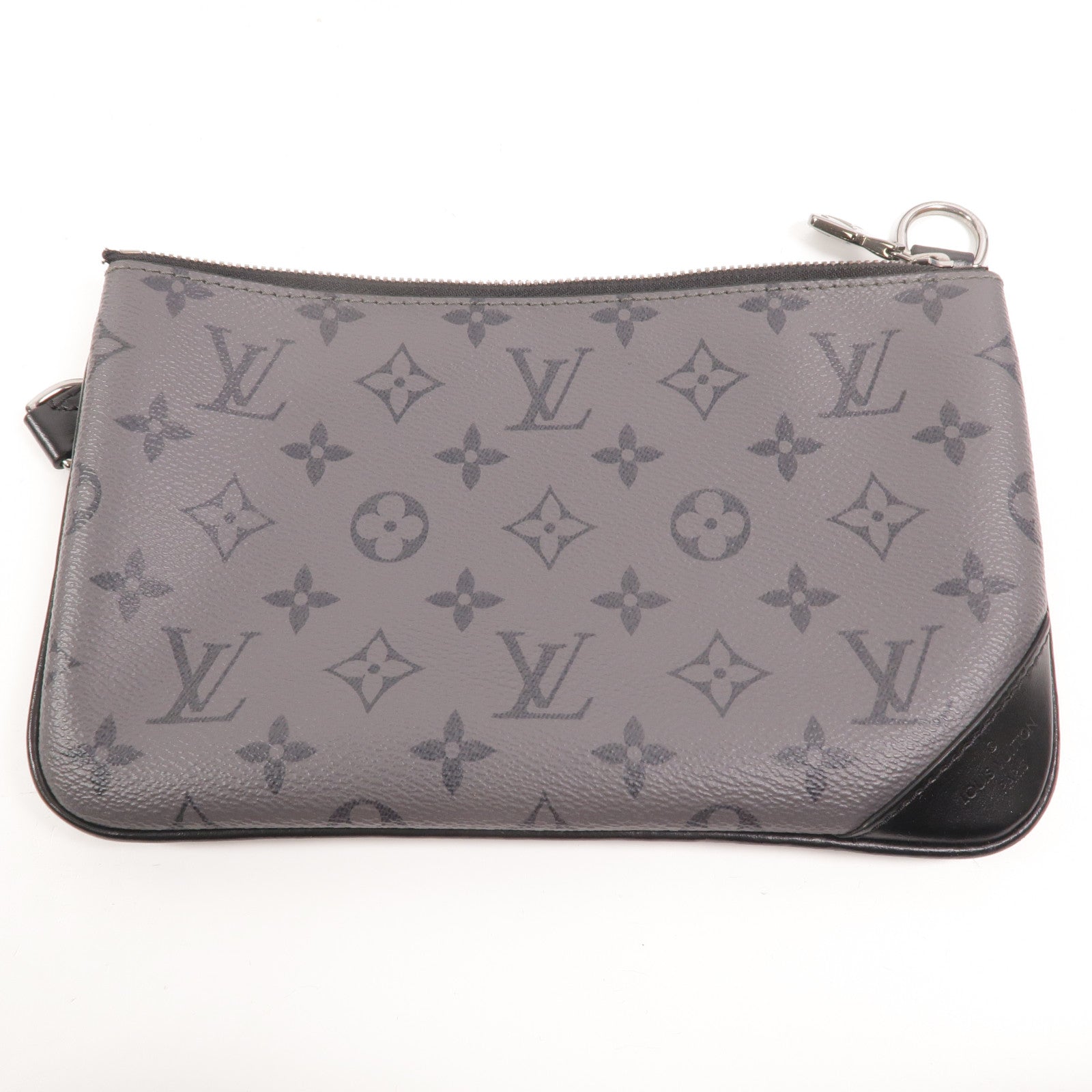 LOUIS VUITTON Monogram Eclipse Reverse Trio Messenger銀扣肩背袋