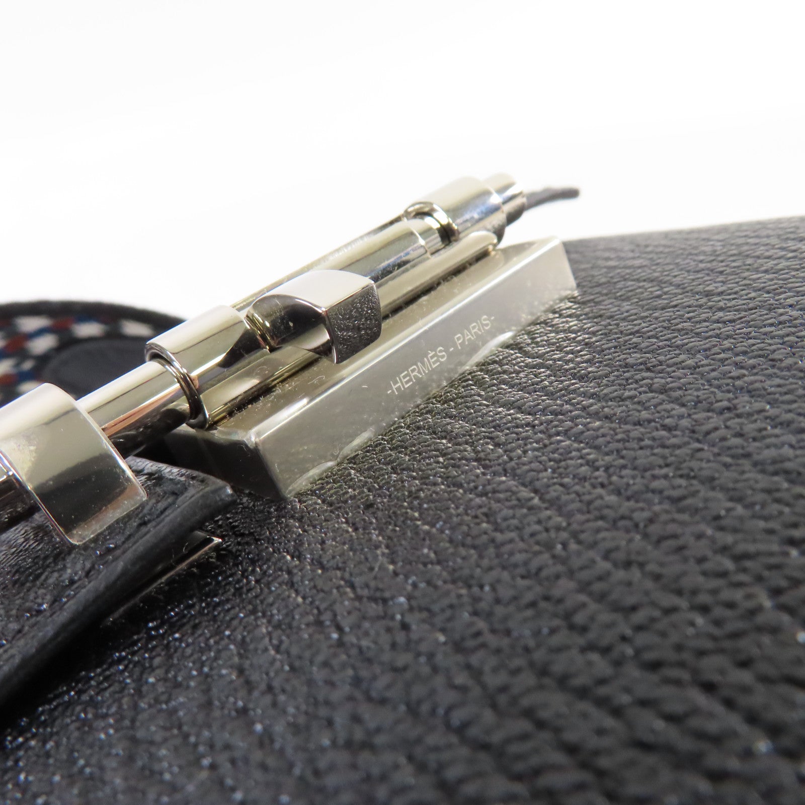 HERMES Chevre皮革Mini Verrou One Shoulder Bag銀扣肩背袋89 Noir黑色