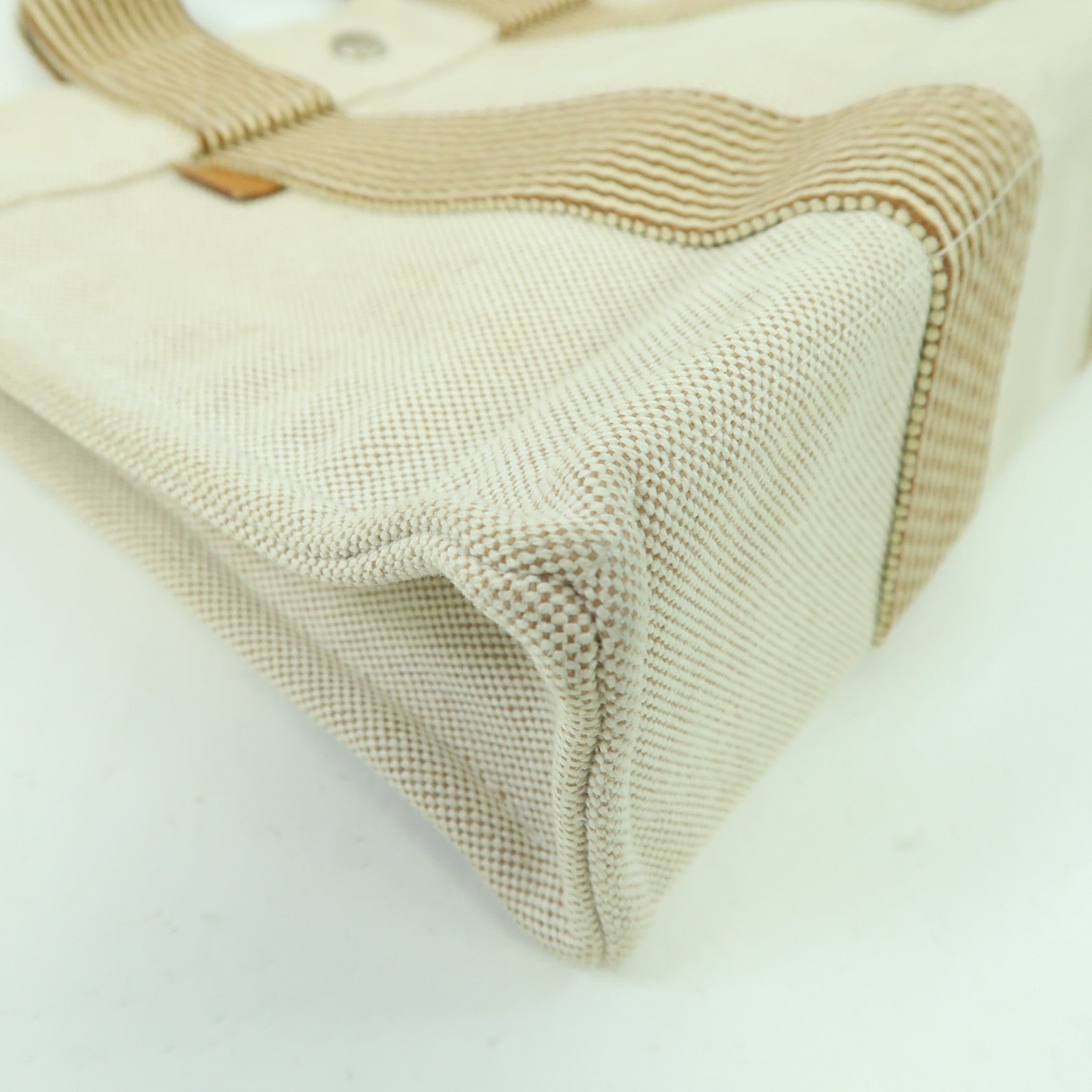 HERMES 帆布Hand Bag銀扣手挽袋米色