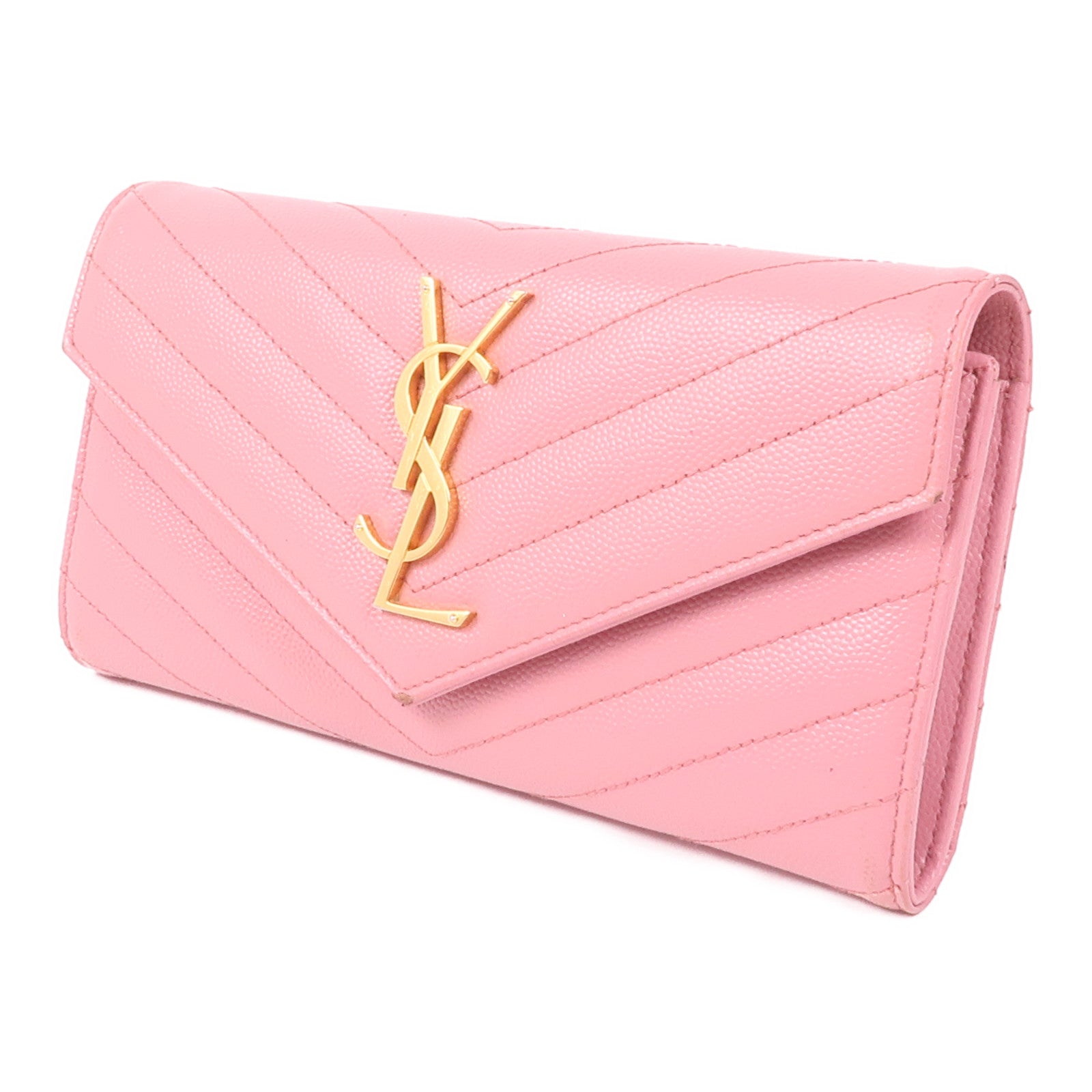 SAINT LAURENT 牛皮皮革Long Wallet金扣長錢包