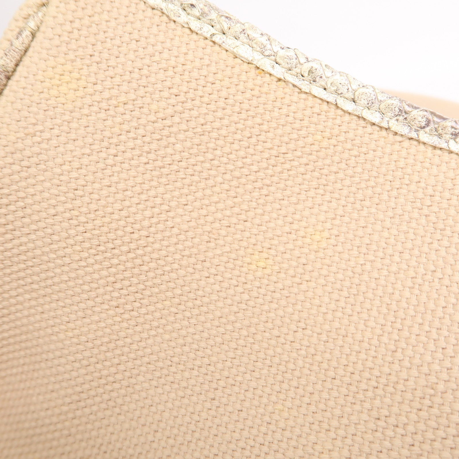 CHANEL 蛇皮皮革/帆布Shoulder Bag銀扣肩背袋