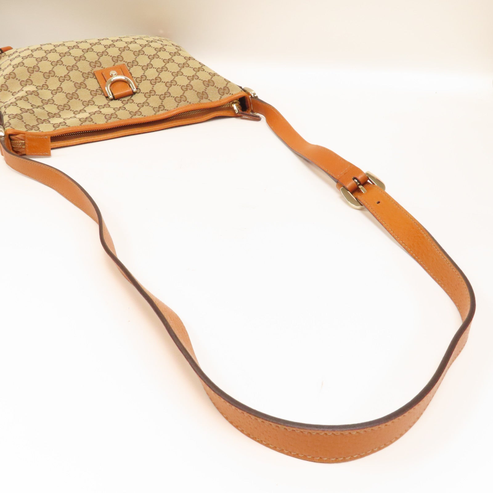 GUCCI 帆布Shoulder Bag金扣肩背袋啡色/米色