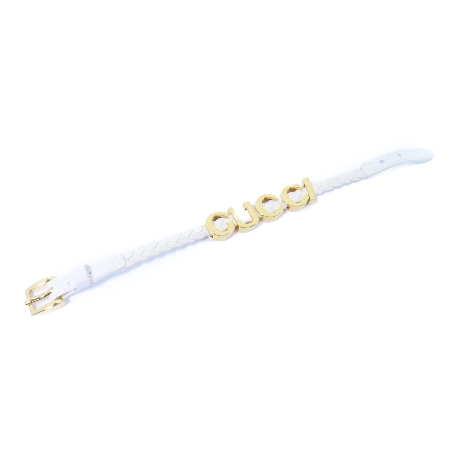 GUCCI 牛皮皮革Bangle金扣手鐲白色