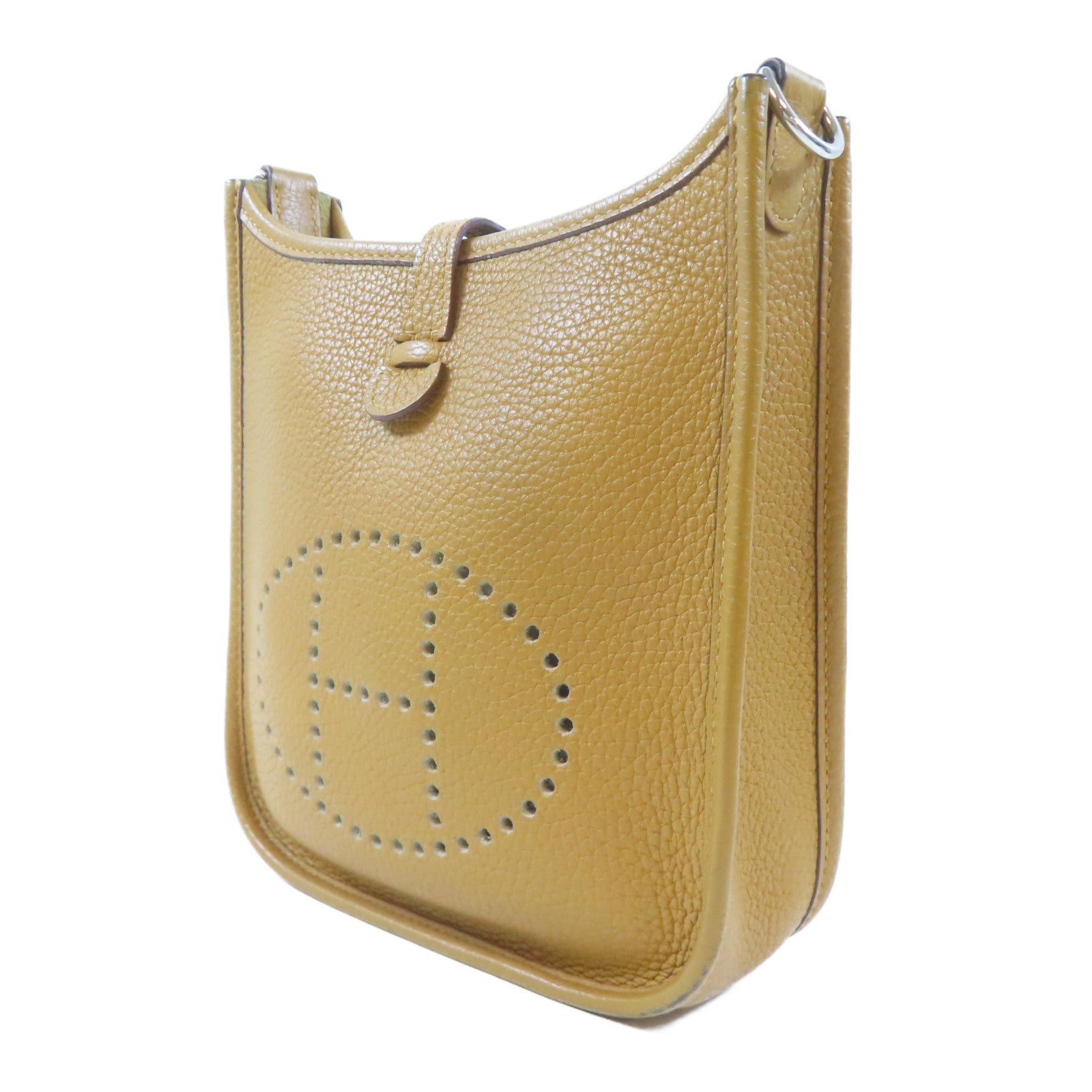 HERMES Clemence皮革Evelyne TPM銀扣肩背袋Biscuit/啡色