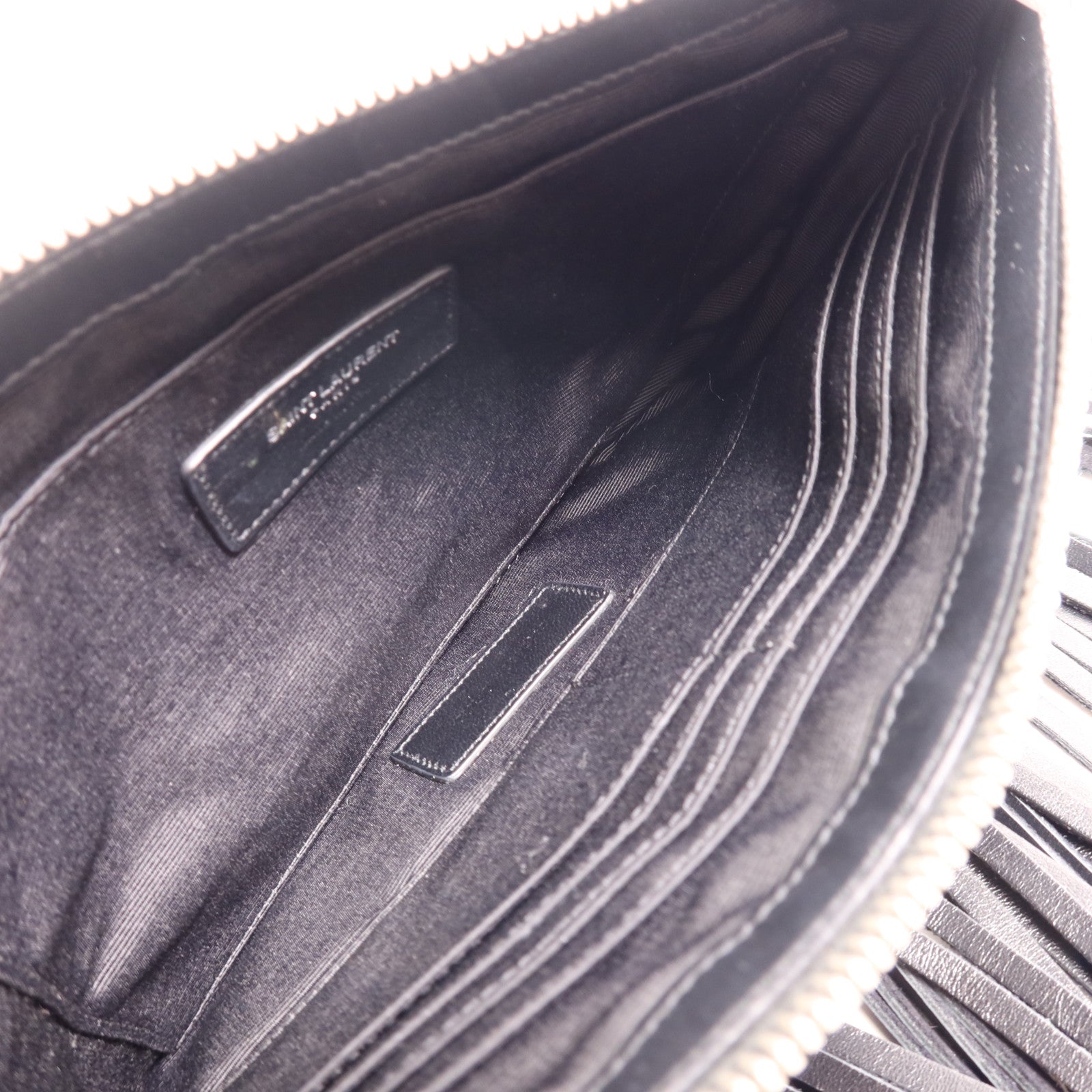 SAINT LAURENT 羊皮皮革Hand Bag銀扣手拿包