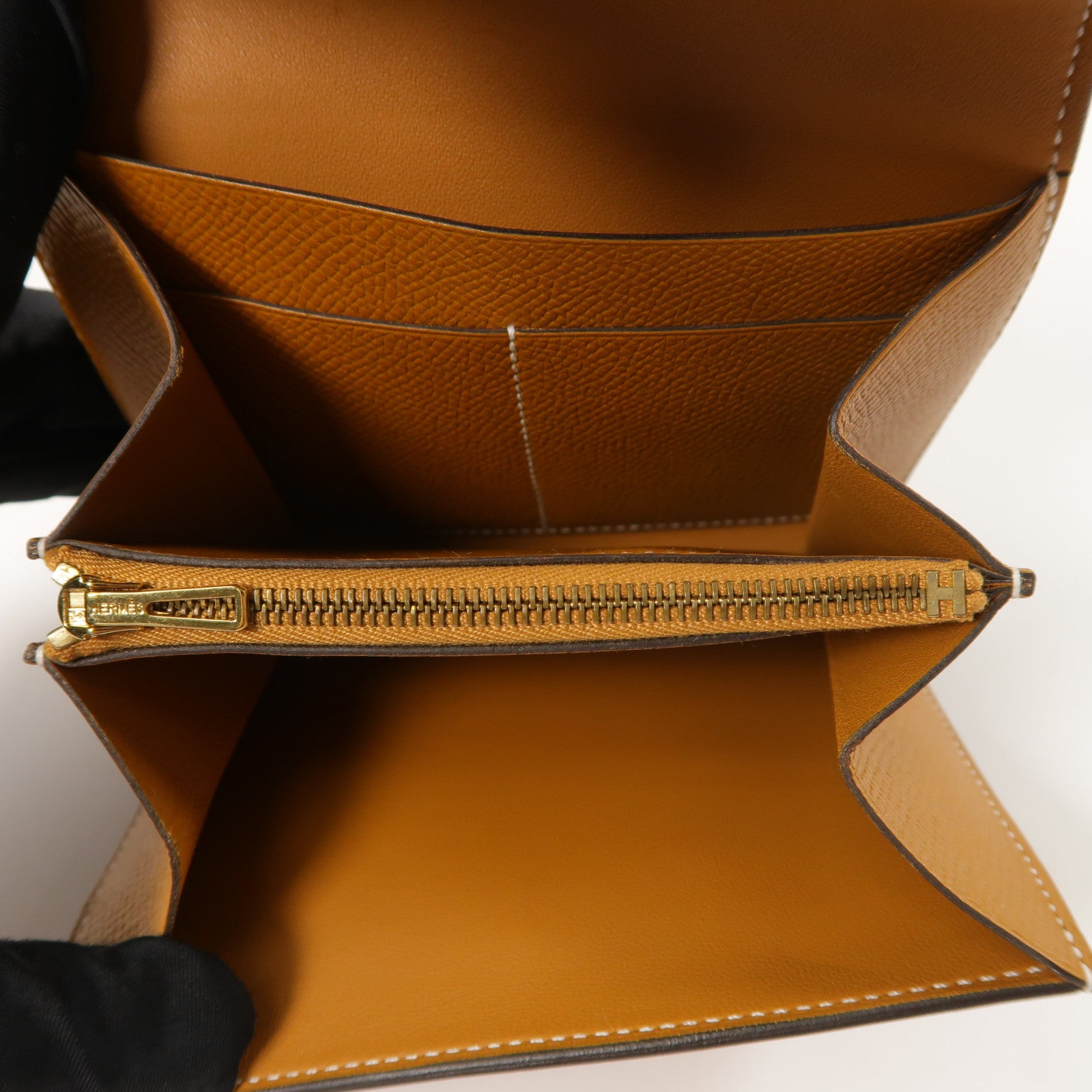 HERMES Epsom皮革Constance Compact Wallet錢包Gold