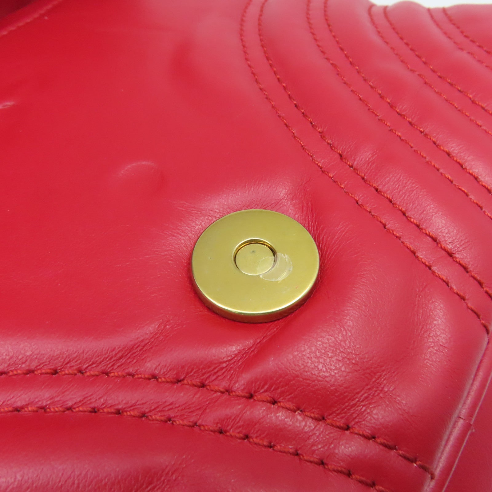 GUCCI **【激減優惠】牛皮皮革GG Marmont 2Way Shoulder Bag金扣鏈帶手挽肩背兩用袋紅色