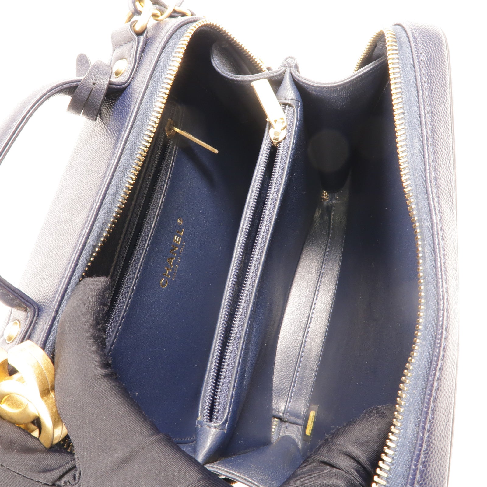 CHANEL 牛皮皮革Filigree Vanity Case手挽肩背兩用袋