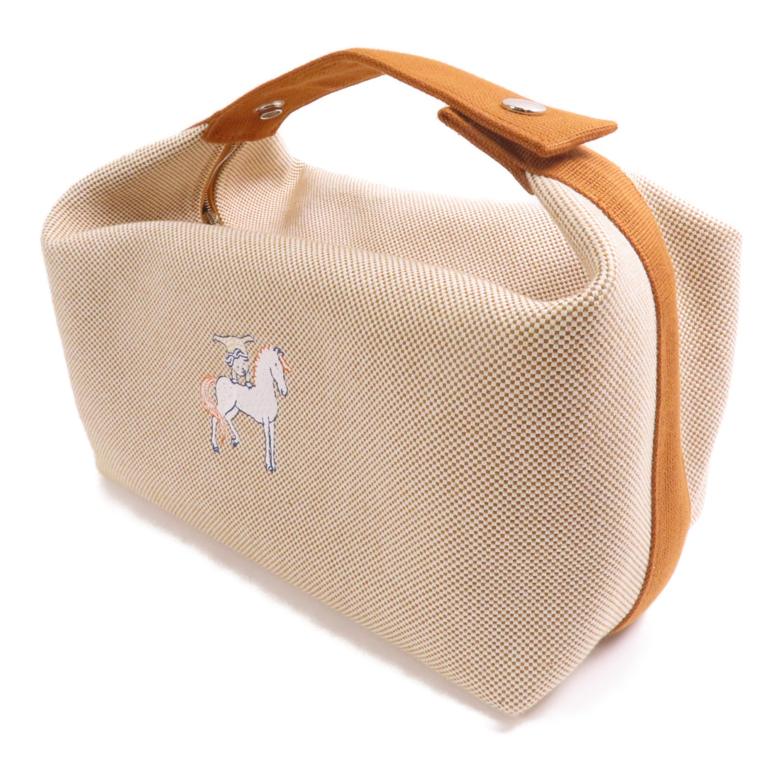 HERMES 帆布Bride A Brac Cabriole銀扣手挽袋