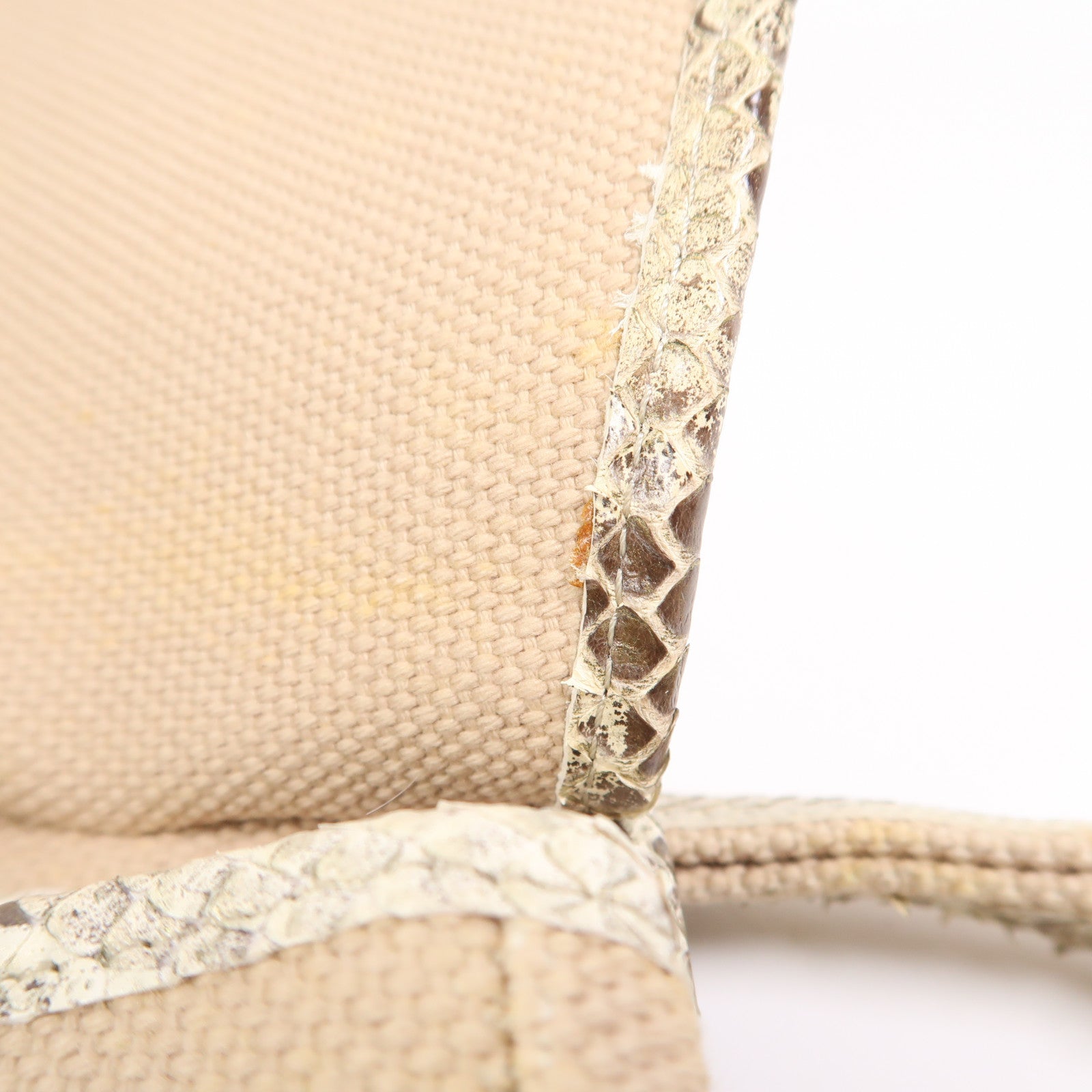 CHANEL 【激減優惠】蛇皮皮革/帆布Shoulder Bag銀扣肩背袋