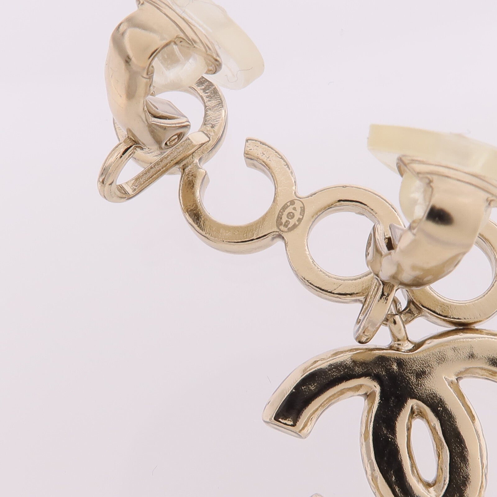 CHANEL 金屬/PVC Earrings Cilp金扣耳環