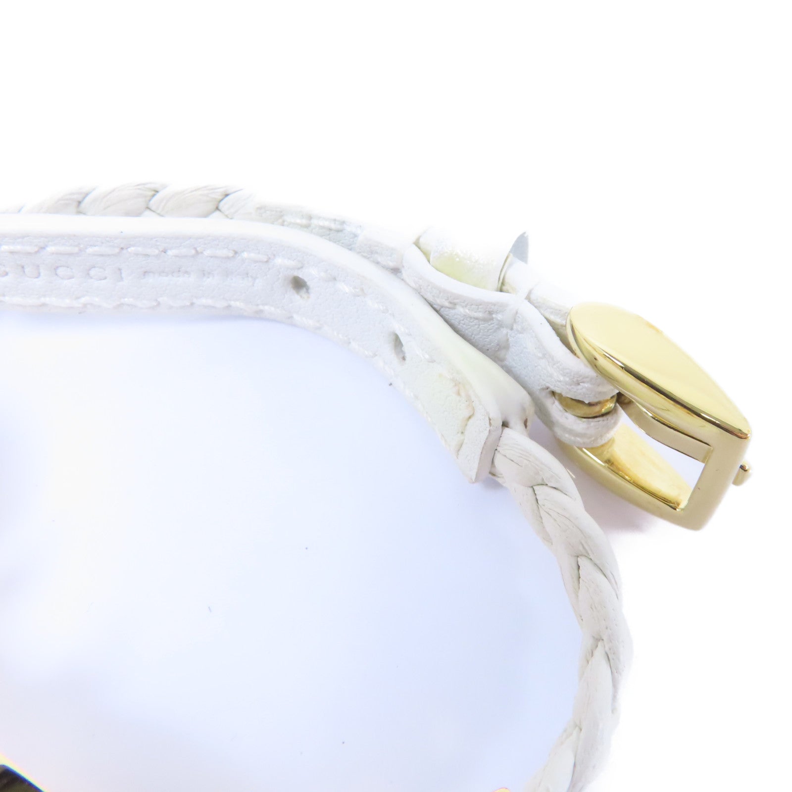 GUCCI 牛皮皮革Bangle金扣手鐲白色