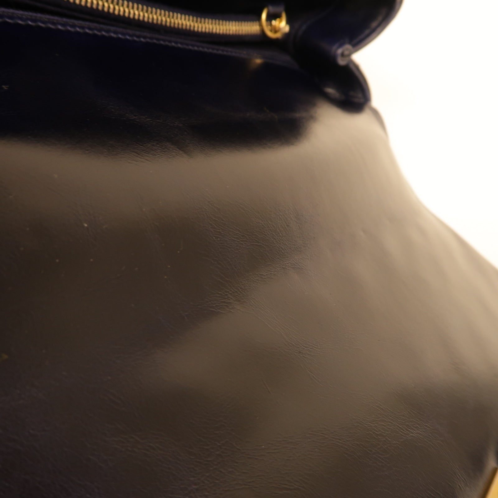 CHANEL **【激減優惠】斜紋Aged Calf皮革Coco Handle金扣手挽肩背兩用袋深藍色