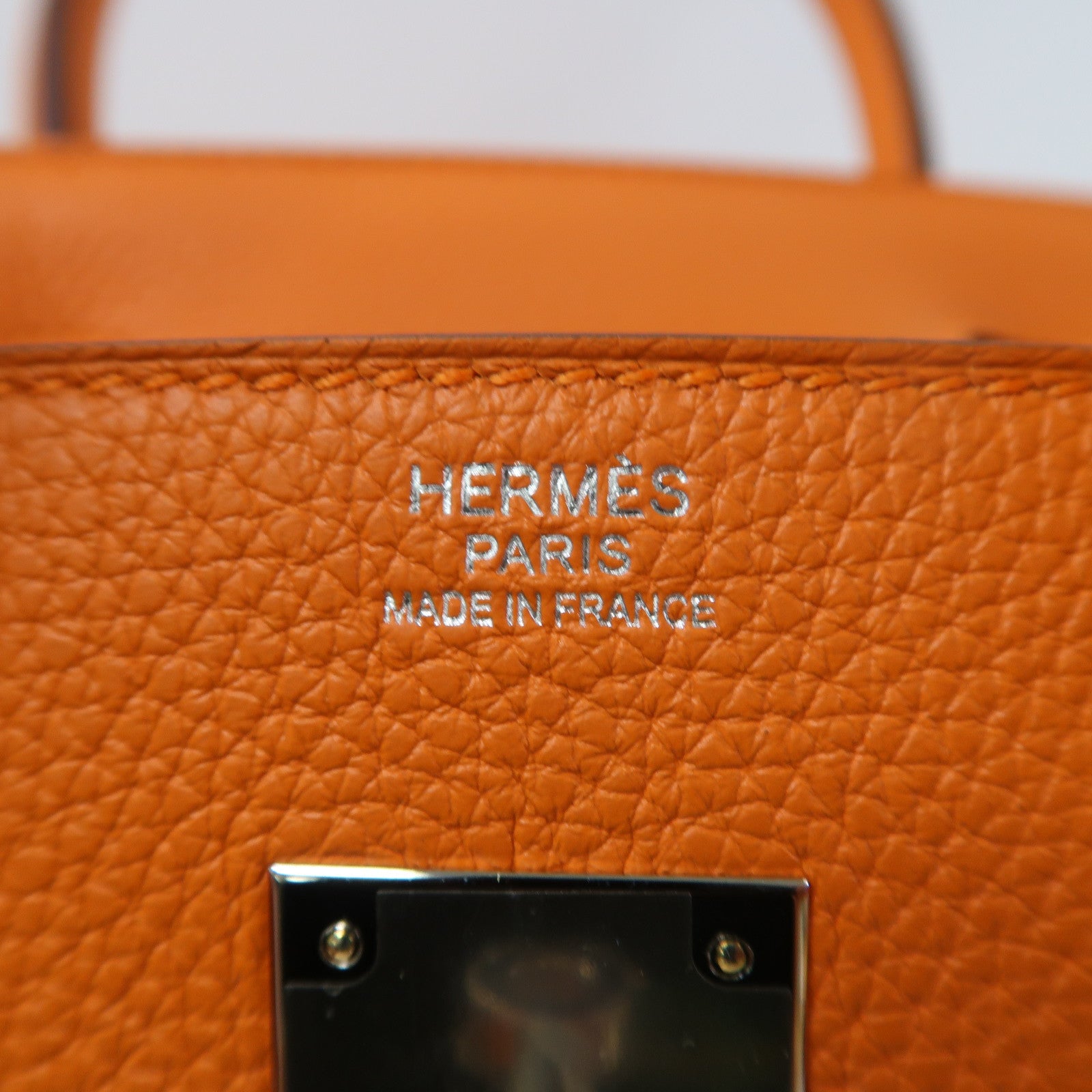 HERMES Togo皮革Birkin 30銀扣手挽袋火焰橙色