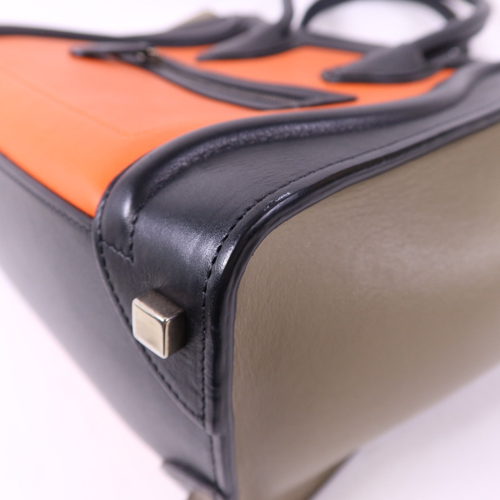 CELINE 牛皮皮革Micro Luggage銀扣手挽袋