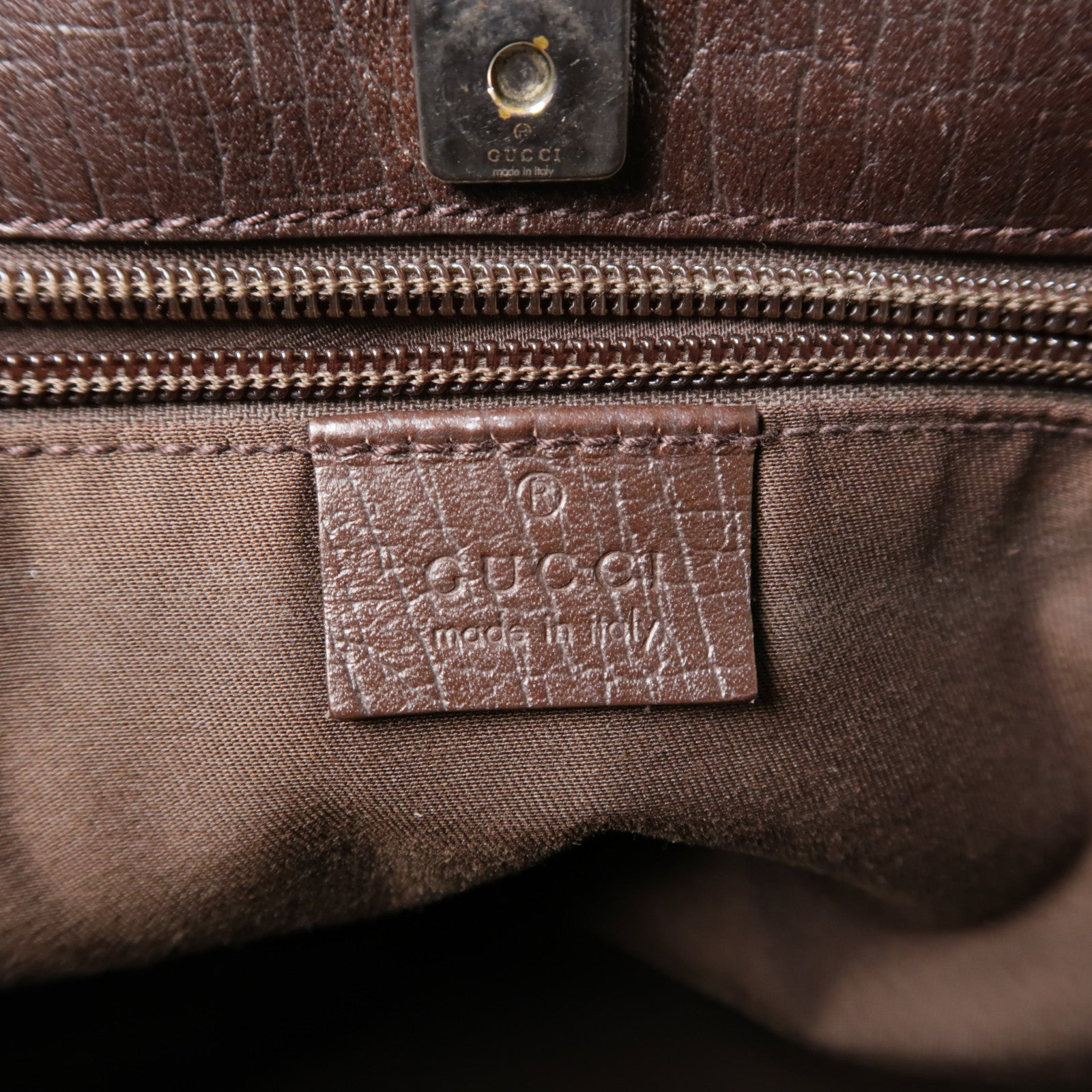 GUCCI 塗層帆布Tote Bag銀扣肩背袋