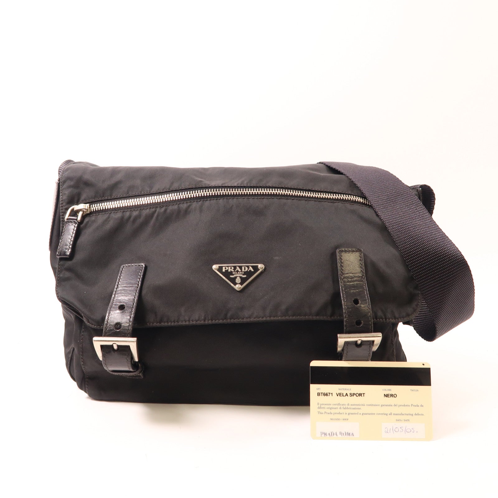 PRADA 尼龍Shoulder Bag銀扣肩背袋