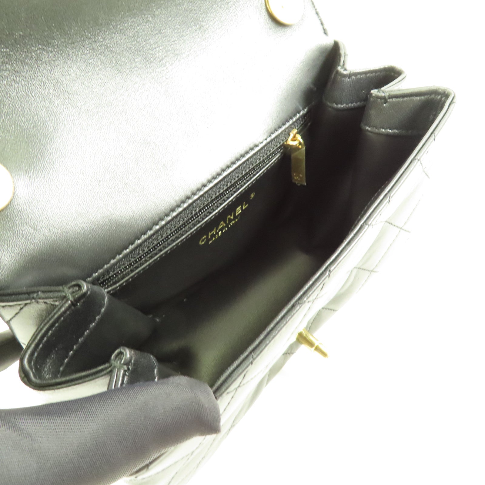 CHANEL 羊皮皮革Matelasse Bag金扣手挽肩背兩用袋