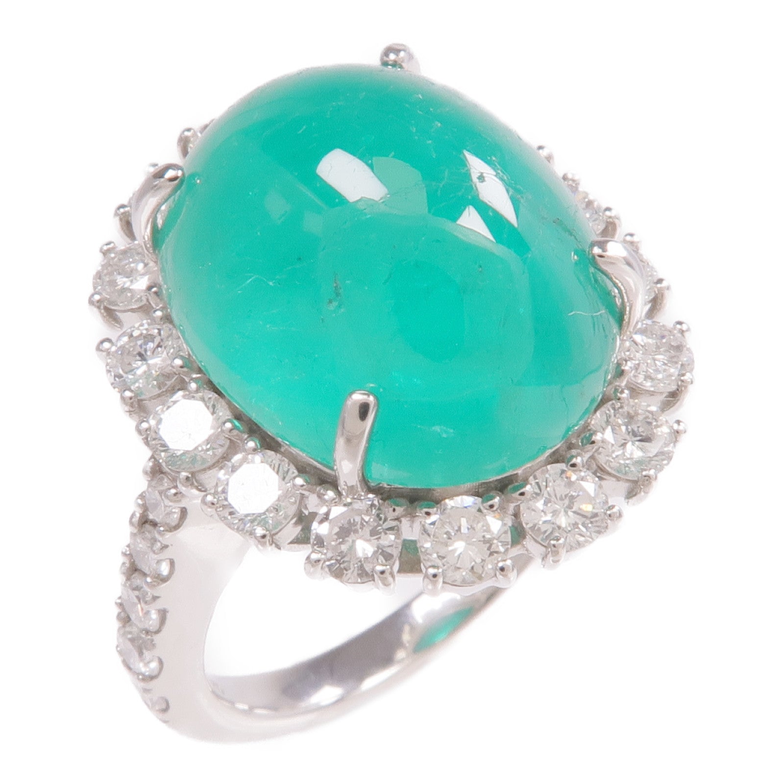 JEWELRY PT950鉑金Emerald Diamond Ring綠寶石/鑽石戒指US#6.25