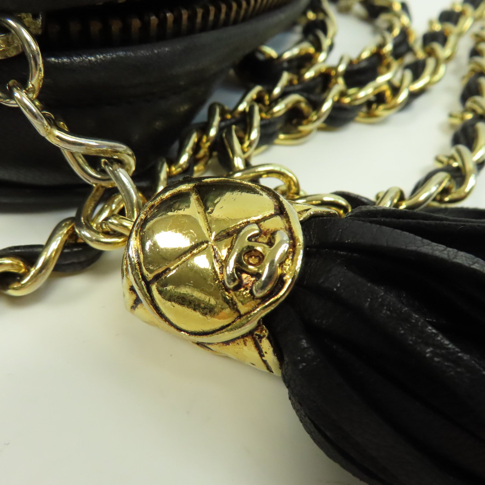 CHANEL 【激減優惠】菱格羊皮皮革Chain Shoulder金扣鏈帶肩背袋黑色