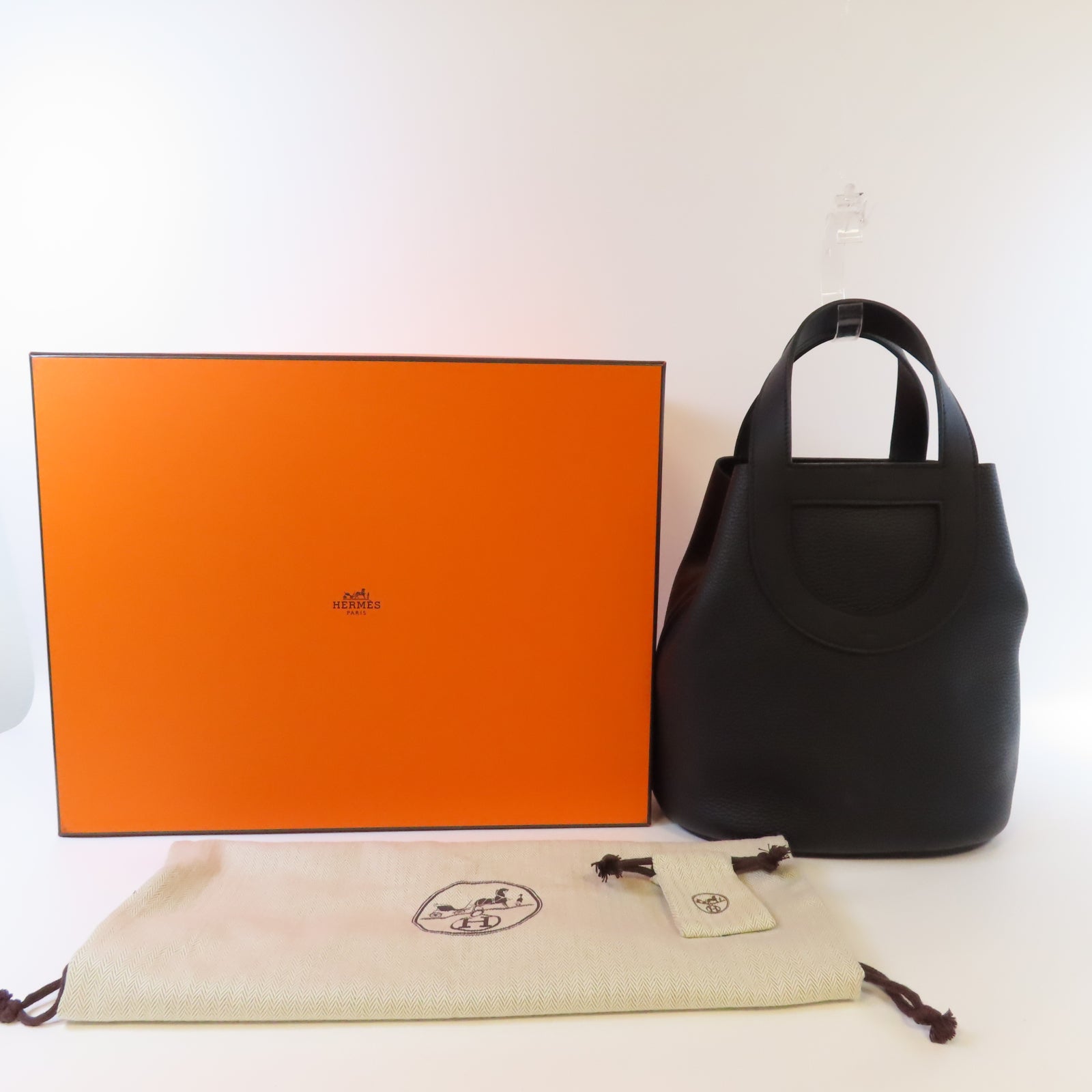 HERMES Clemence皮革Picotin In The Loop金扣手挽袋Noir黑色