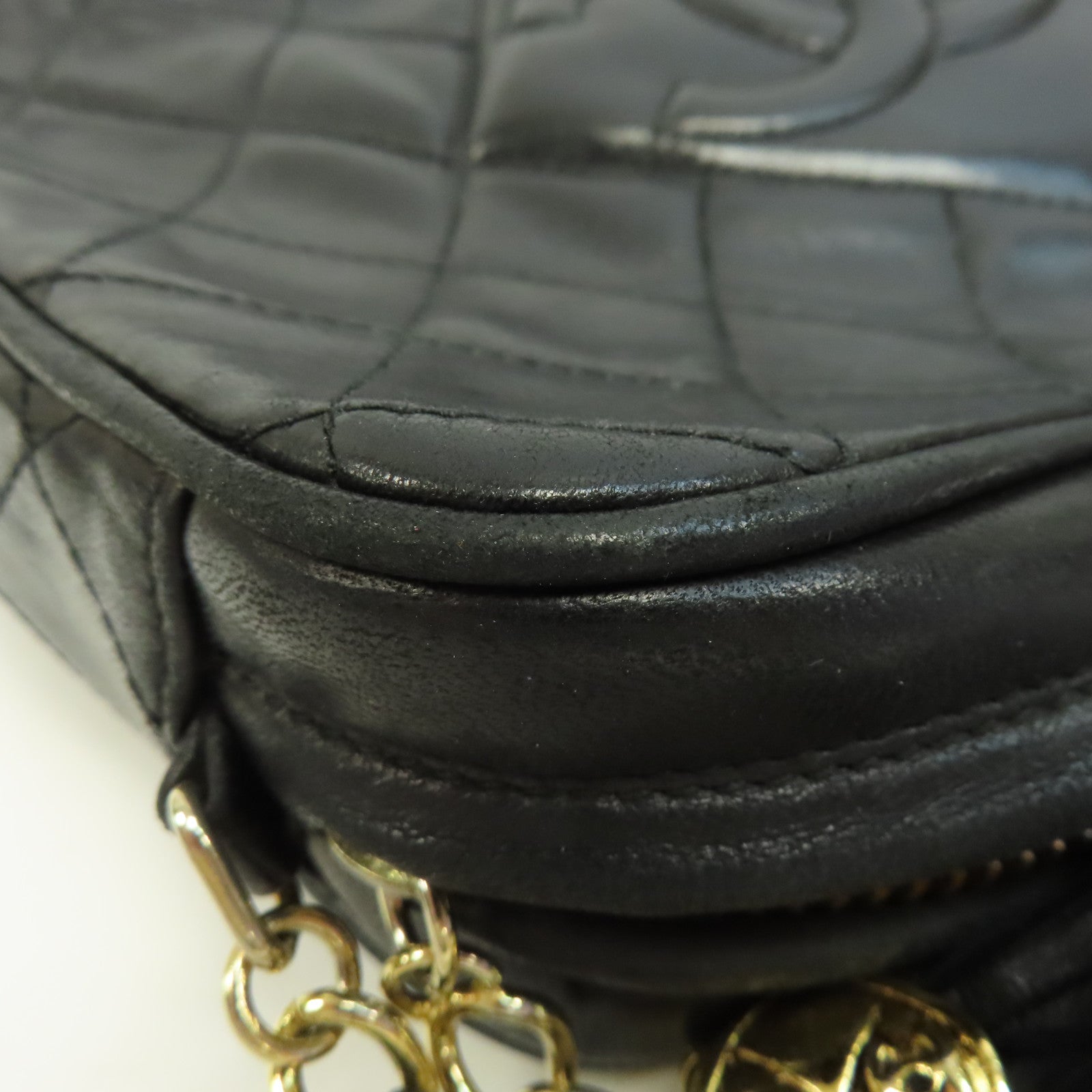 CHANEL 【激減優惠】菱格羊皮皮革Chain Shoulder金扣鏈帶肩背袋黑色
