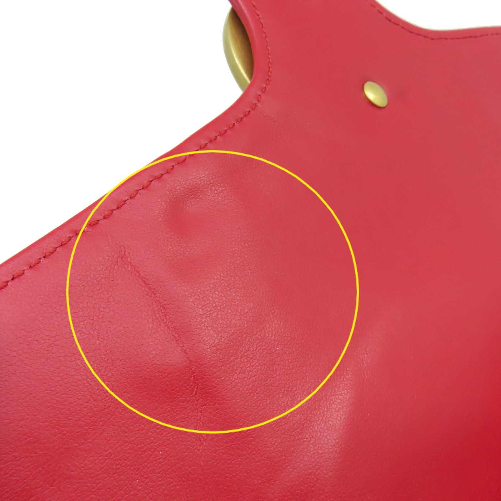 GUCCI **【激減優惠】牛皮皮革GG Marmont 2Way Shoulder Bag金扣鏈帶手挽肩背兩用袋紅色