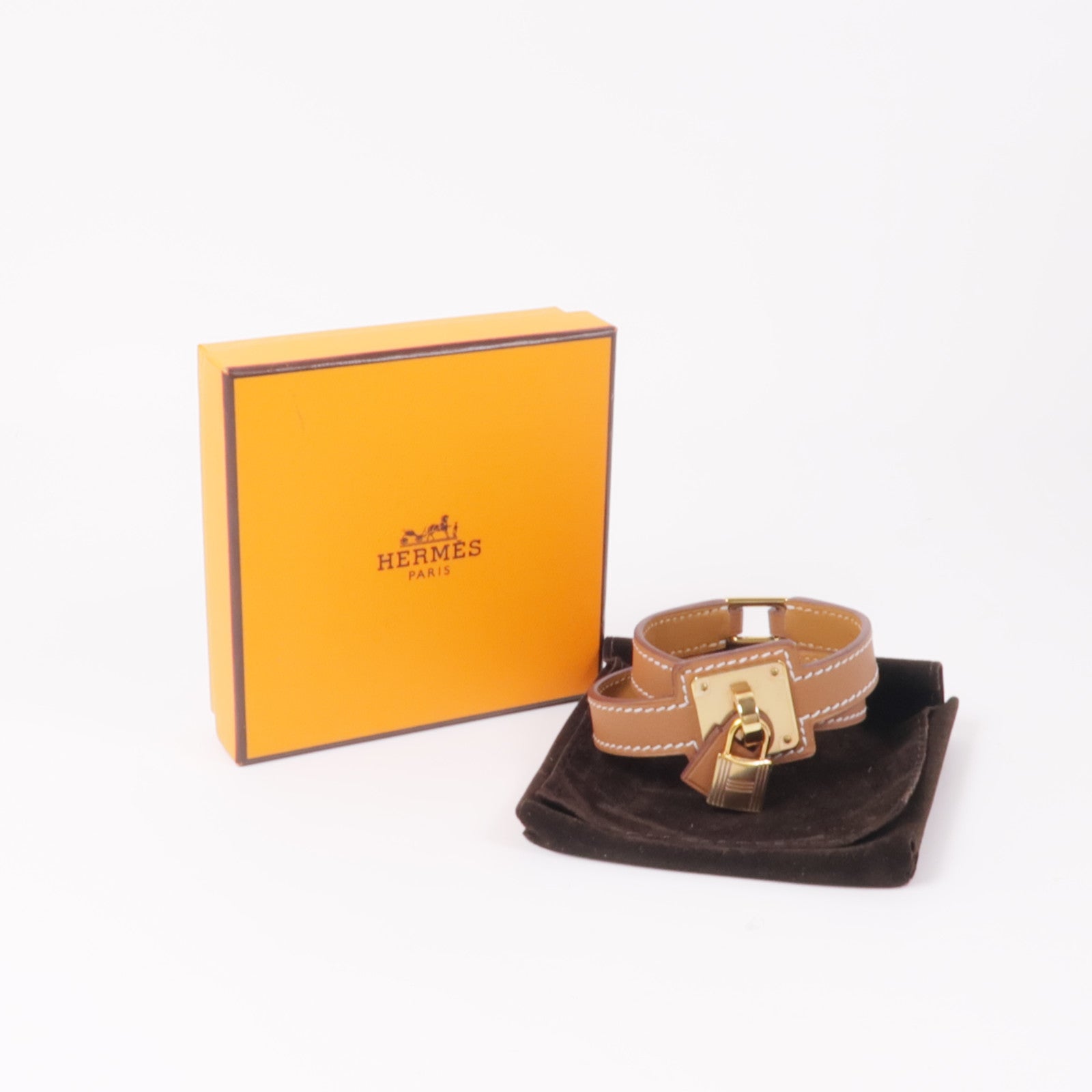 HERMES Swift皮革O'Kelly Bracelet金扣手鐲Gold