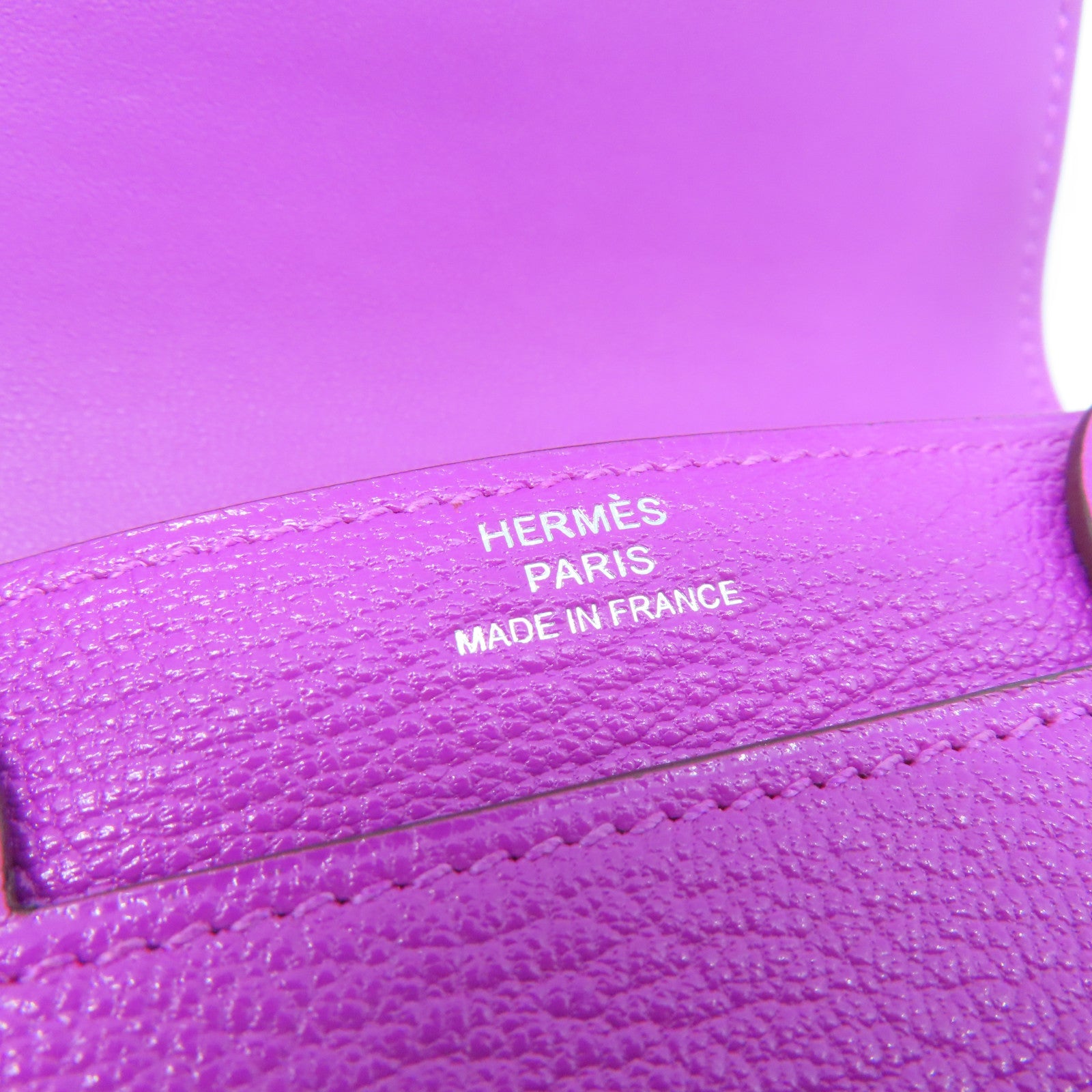 HERMES Chevre Leather Nevelle Petite Marco Silver Buckle Wallet Rose