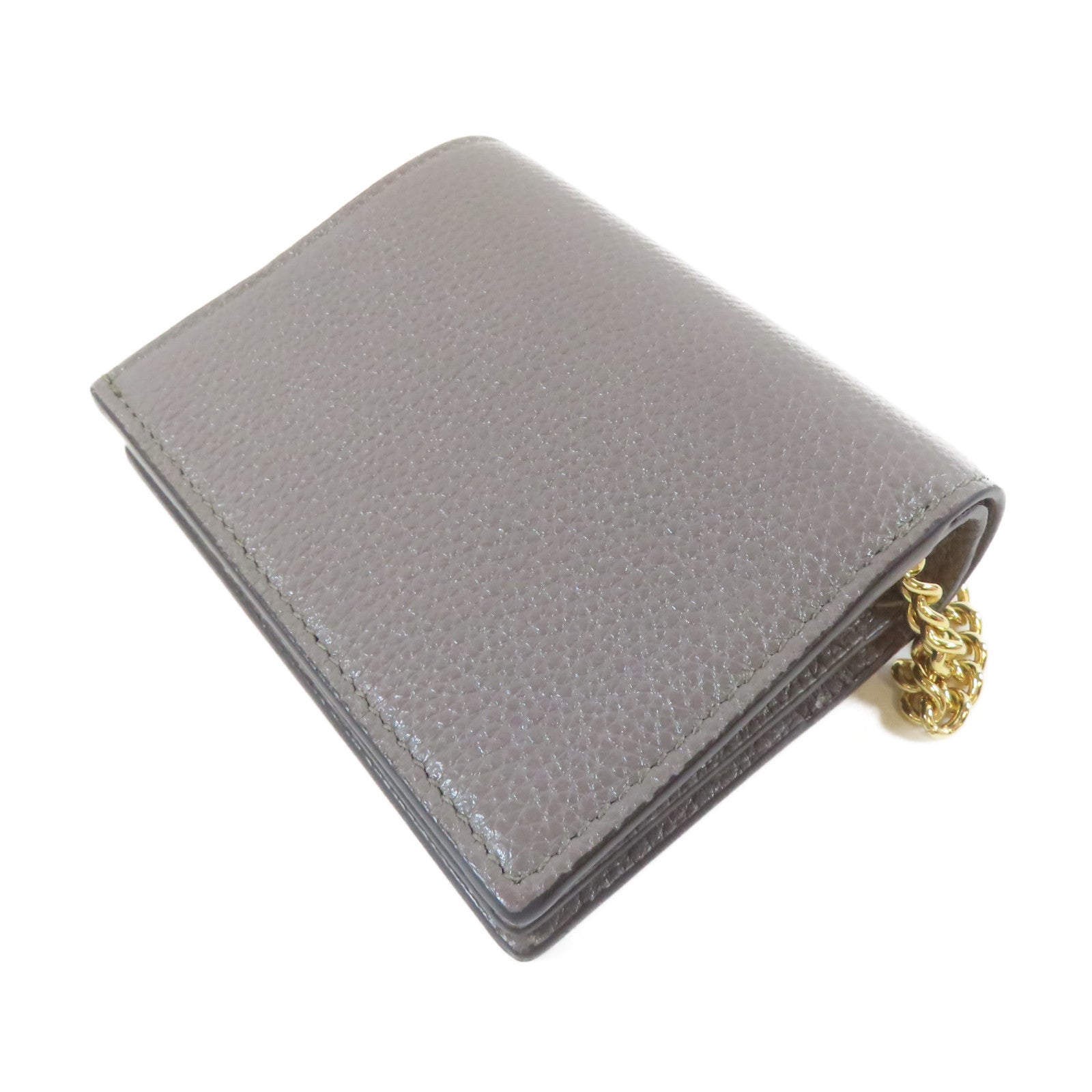 GUCCI 【激減優惠】牛皮皮革Bifold Wallet金扣/銀扣錢包灰色
