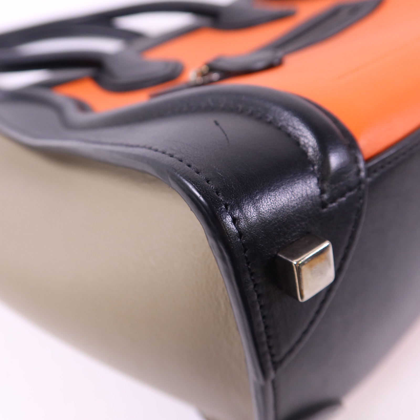 CELINE 牛皮皮革Micro Luggage銀扣手挽袋