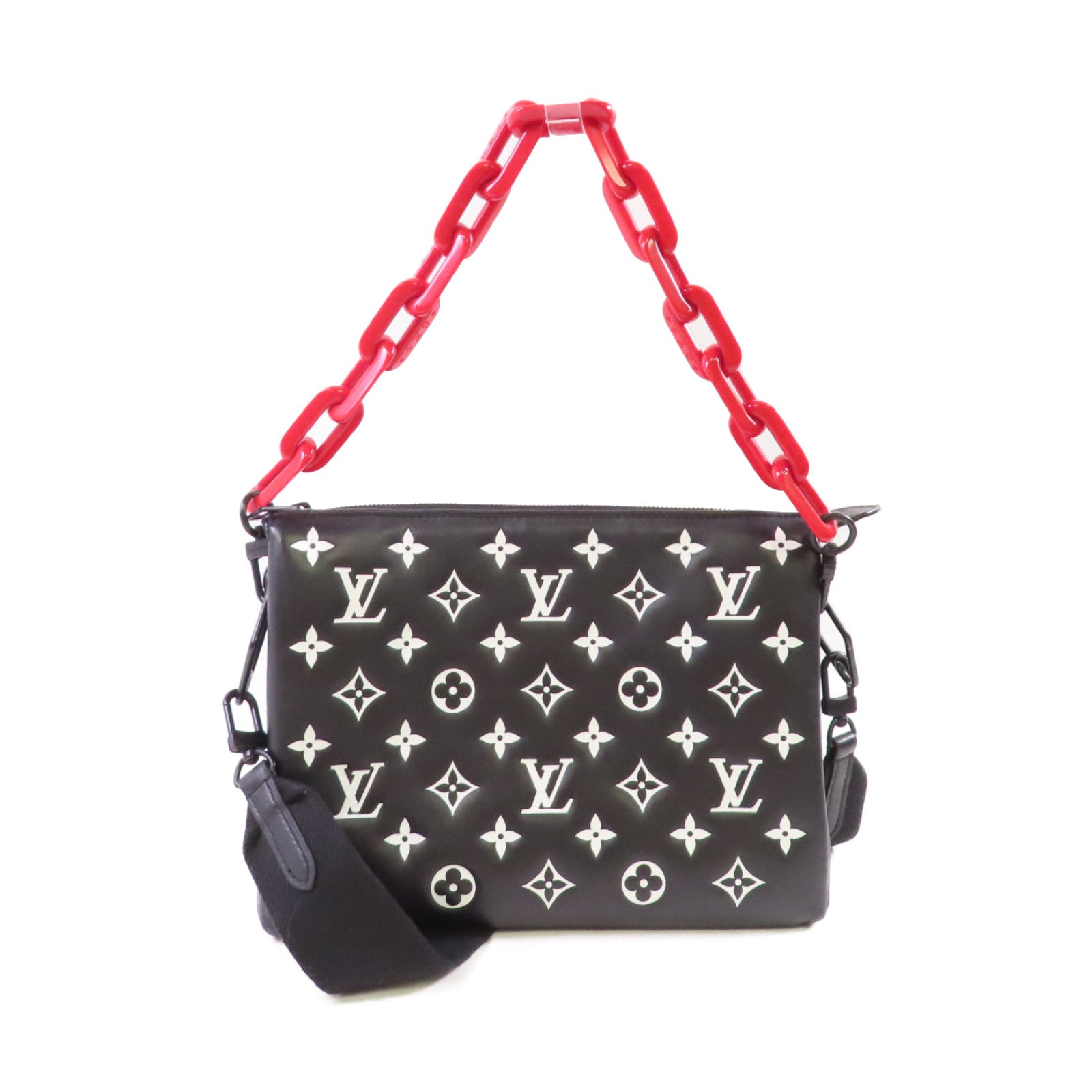 LOUIS VUITTON 羊皮皮革Monogram Pattern Coussin PM 2Way Shoulder Bag手挽肩背兩用袋黑色/白色