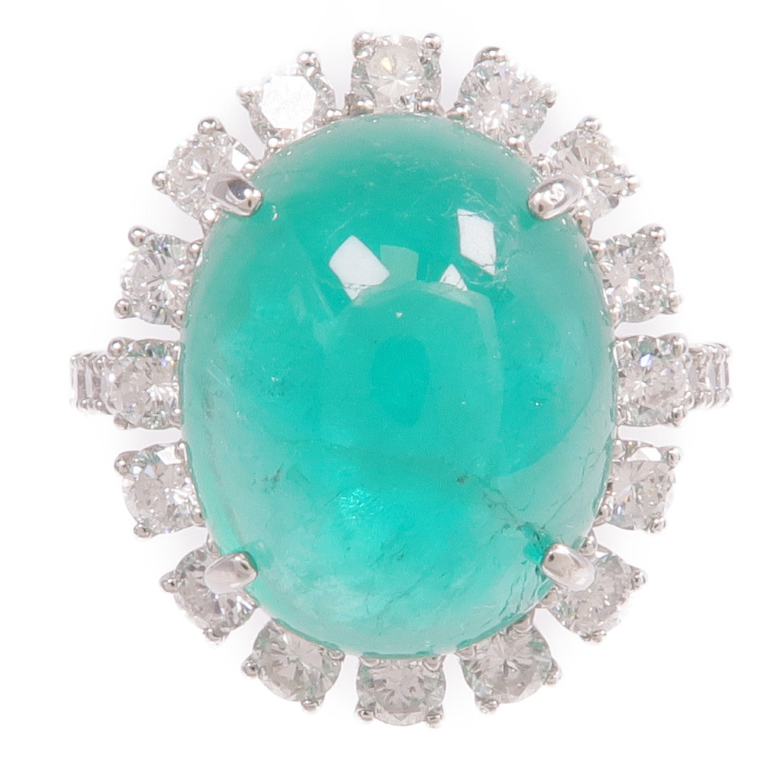JEWELRY PT950鉑金Emerald Diamond Ring綠寶石/鑽石戒指US#6.25