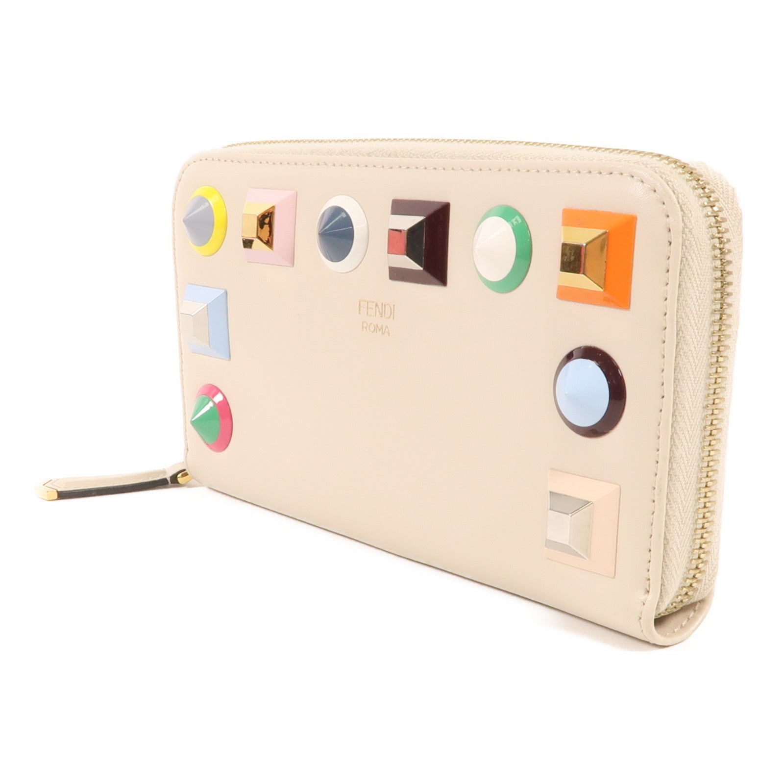 FENDI 牛皮皮革Zipper Long Wallet金扣長錢包