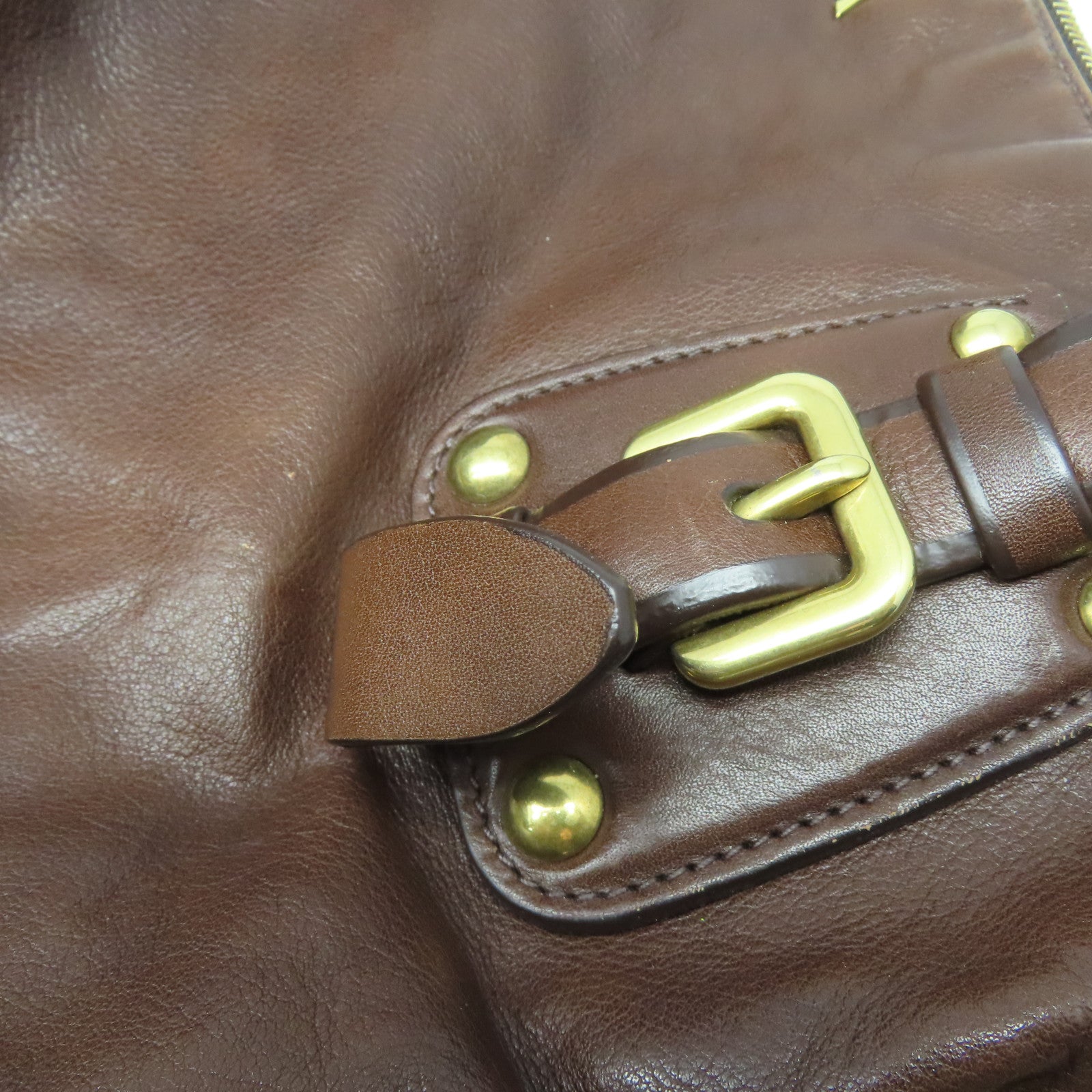 PRADA 牛皮皮革2 Way Shoulder Bag金扣手挽肩背兩用袋深啡色