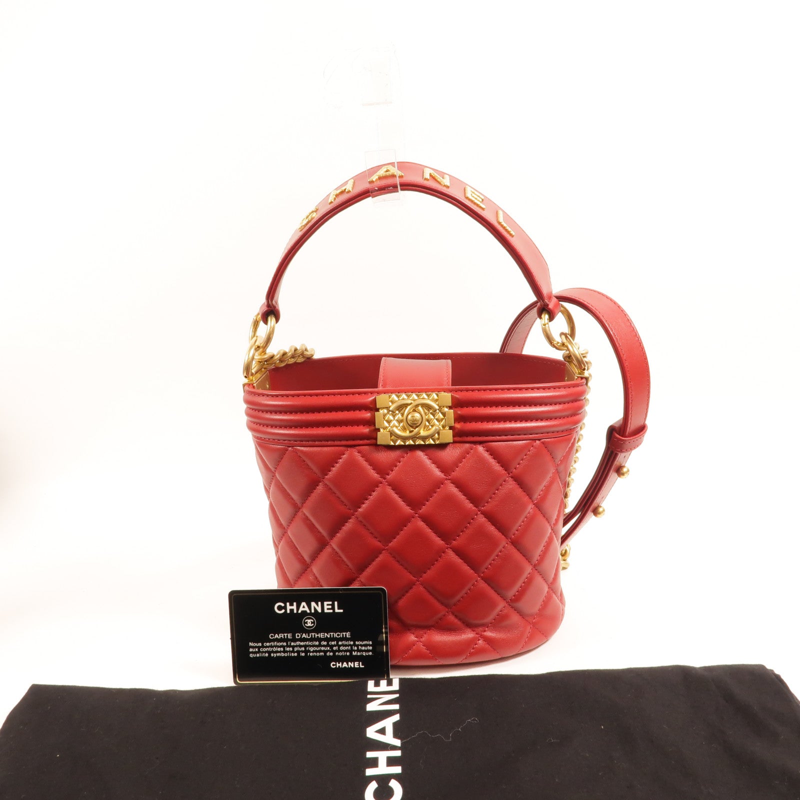 CHANEL 牛皮皮革Boy Bucket Bag手挽肩背兩用袋