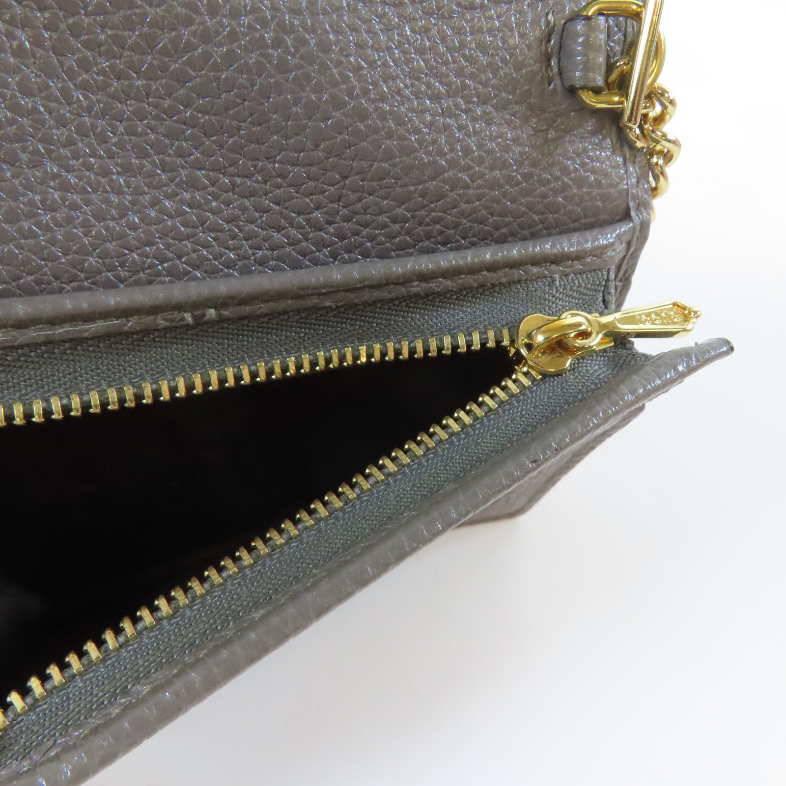 GUCCI 【激減優惠】牛皮皮革Bifold Wallet金扣/銀扣錢包灰色
